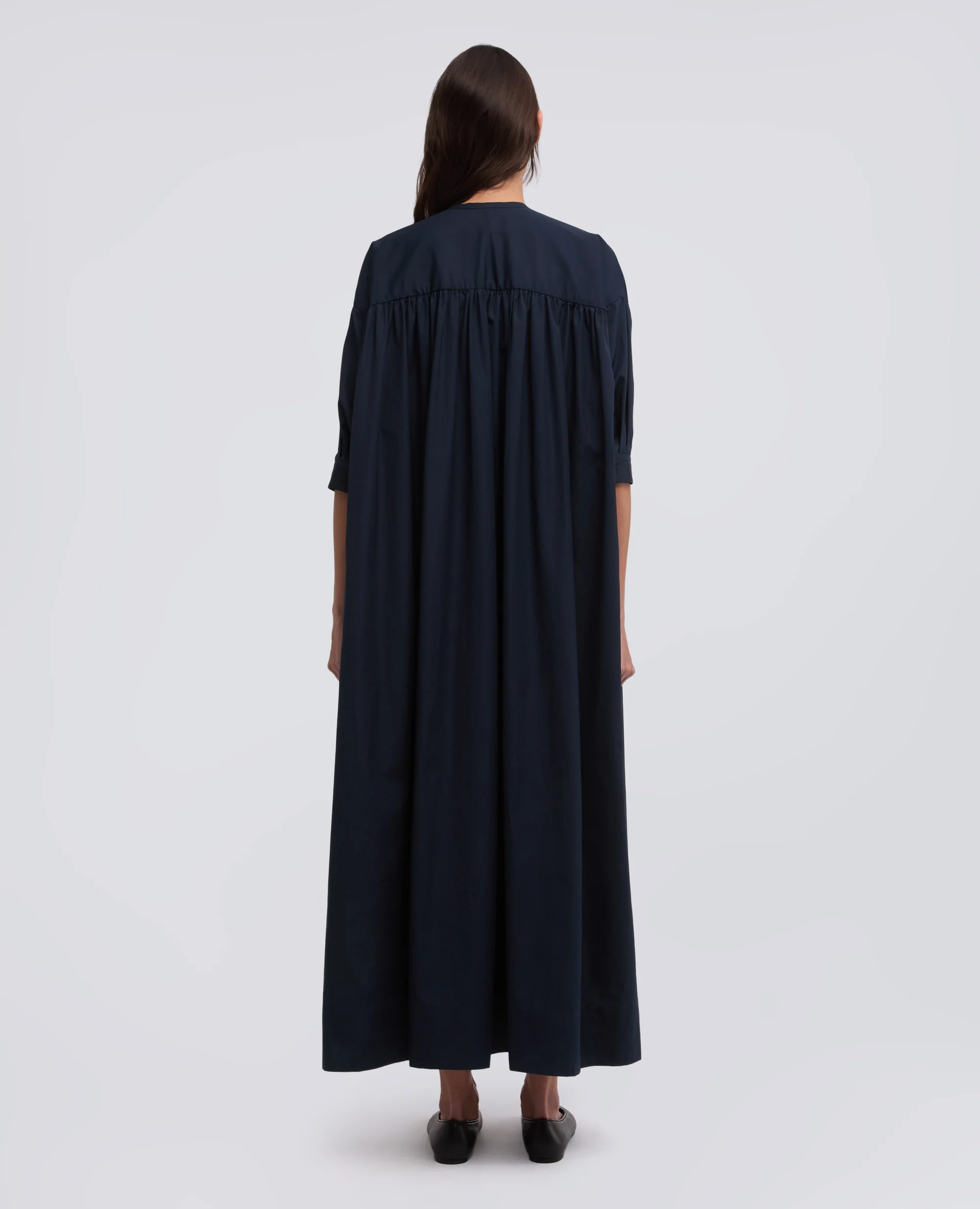 ABITO IN POPELINE COTONE TINTO PEZZA - AA CAPSULE COLLECTION - NAVY - Image 3