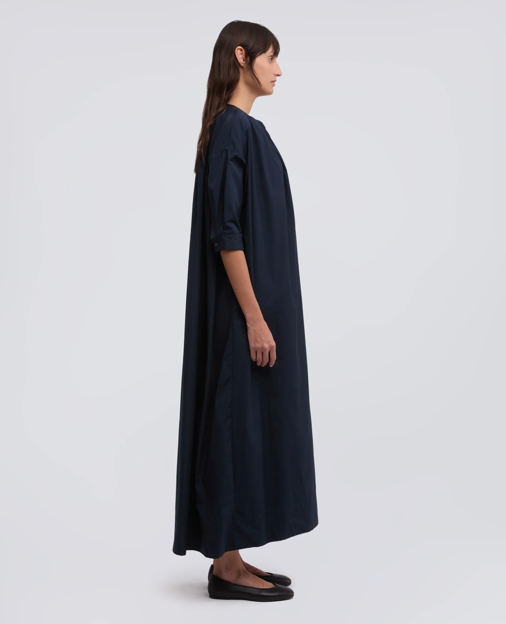 ABITO IN POPELINE COTONE TINTO PEZZA - AA CAPSULE COLLECTION - NAVY - Image 4