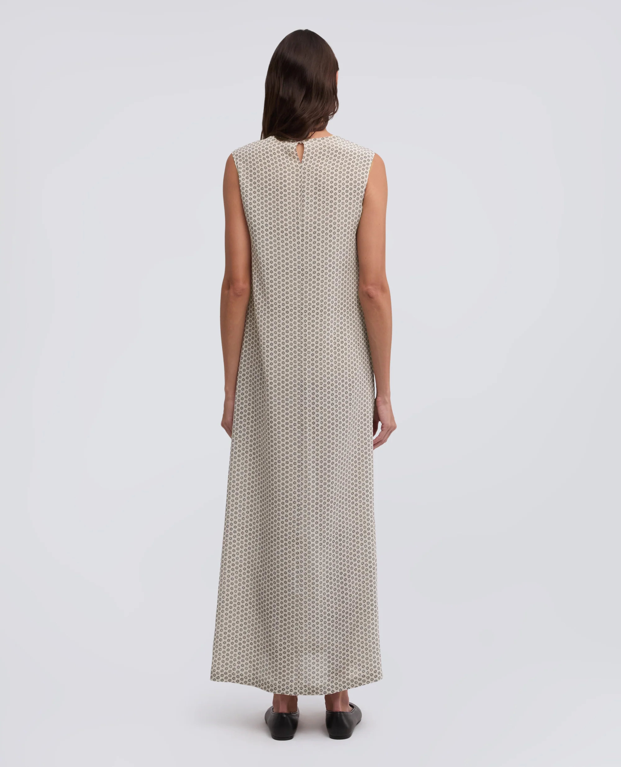 ABITO LUNGO IN CREPE DE CHINE SETA STAMPATO - AA CAPSULE COLLECTION - NATURALE - Image 3