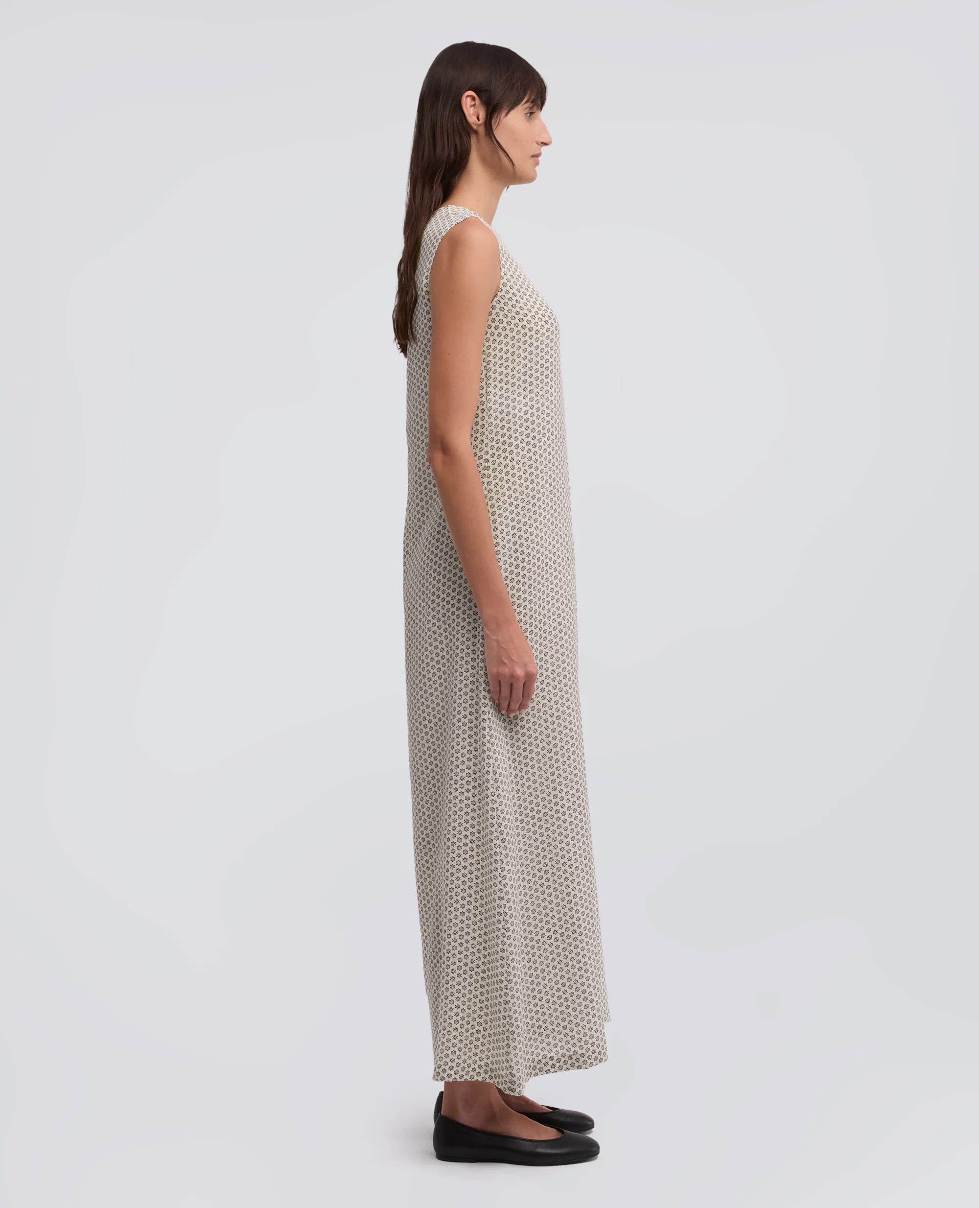 ABITO LUNGO IN CREPE DE CHINE SETA STAMPATO - AA CAPSULE COLLECTION - NATURALE - Image 4