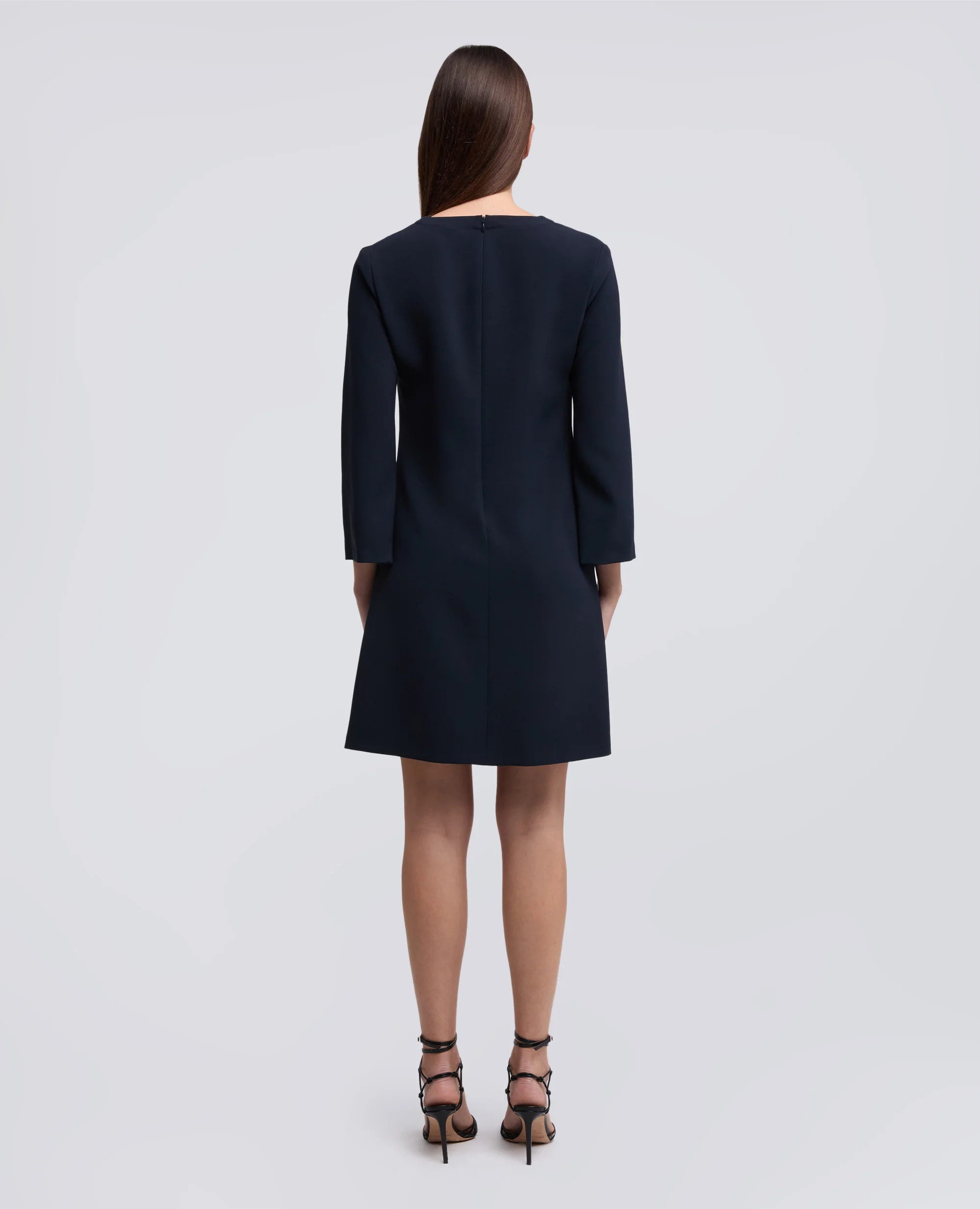 ABITO IN CADY CREPE IN TRIACETATO POLIESTERE - NAVY - Image 3