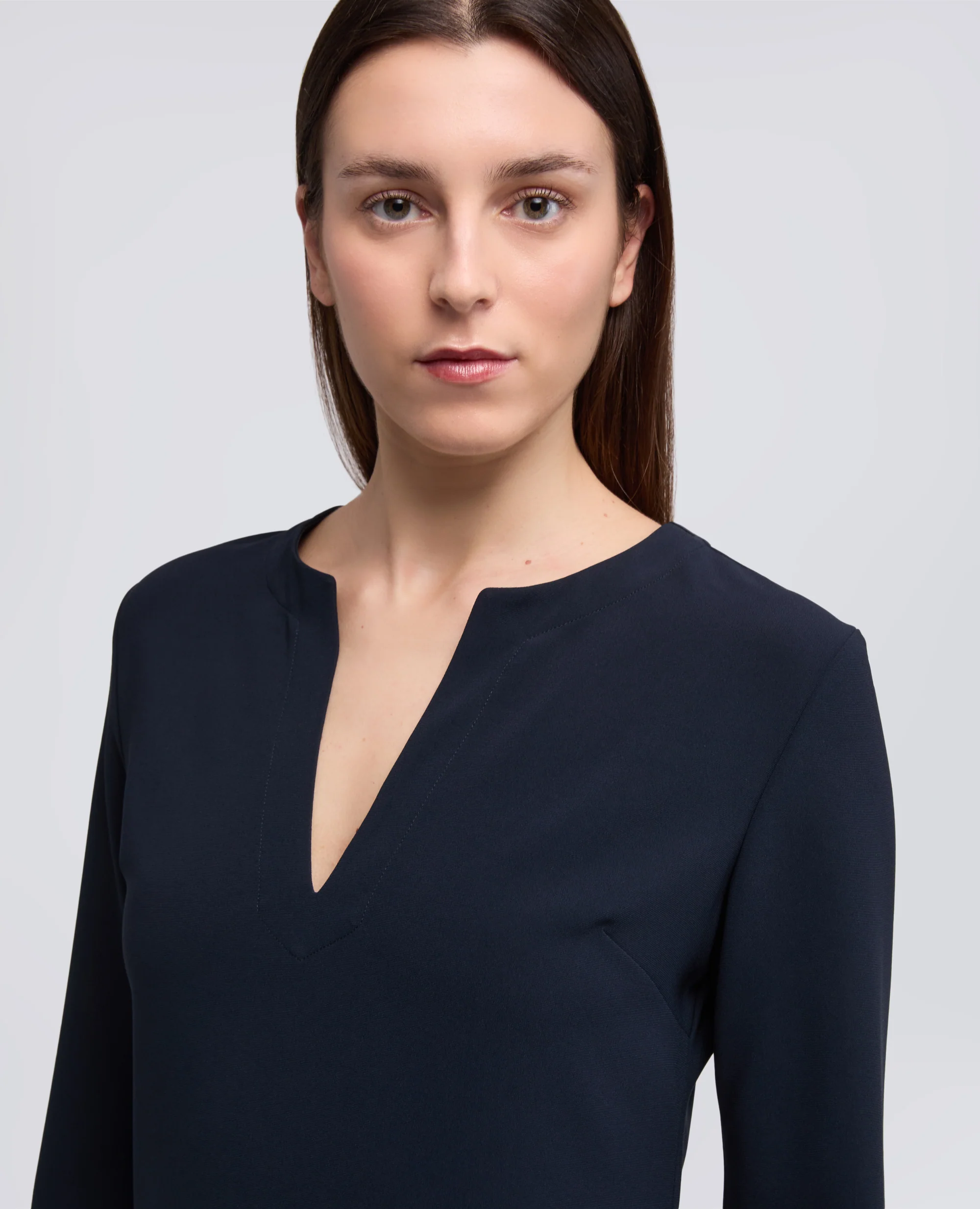ABITO IN CADY CREPE IN TRIACETATO POLIESTERE - NAVY - Image 4