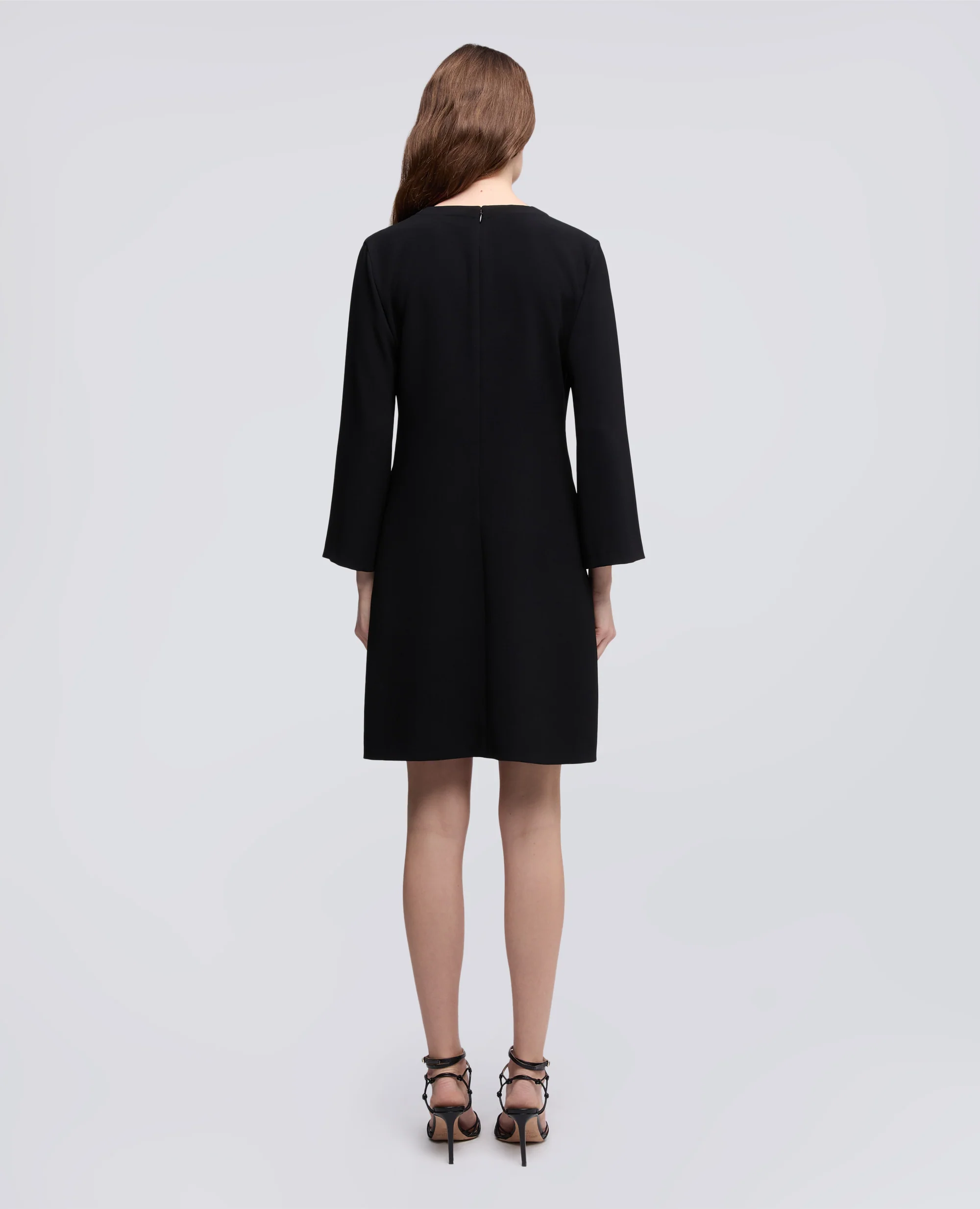 ABITO IN CADY CREPE IN TRIACETATO POLIESTERE - NERO - Image 3