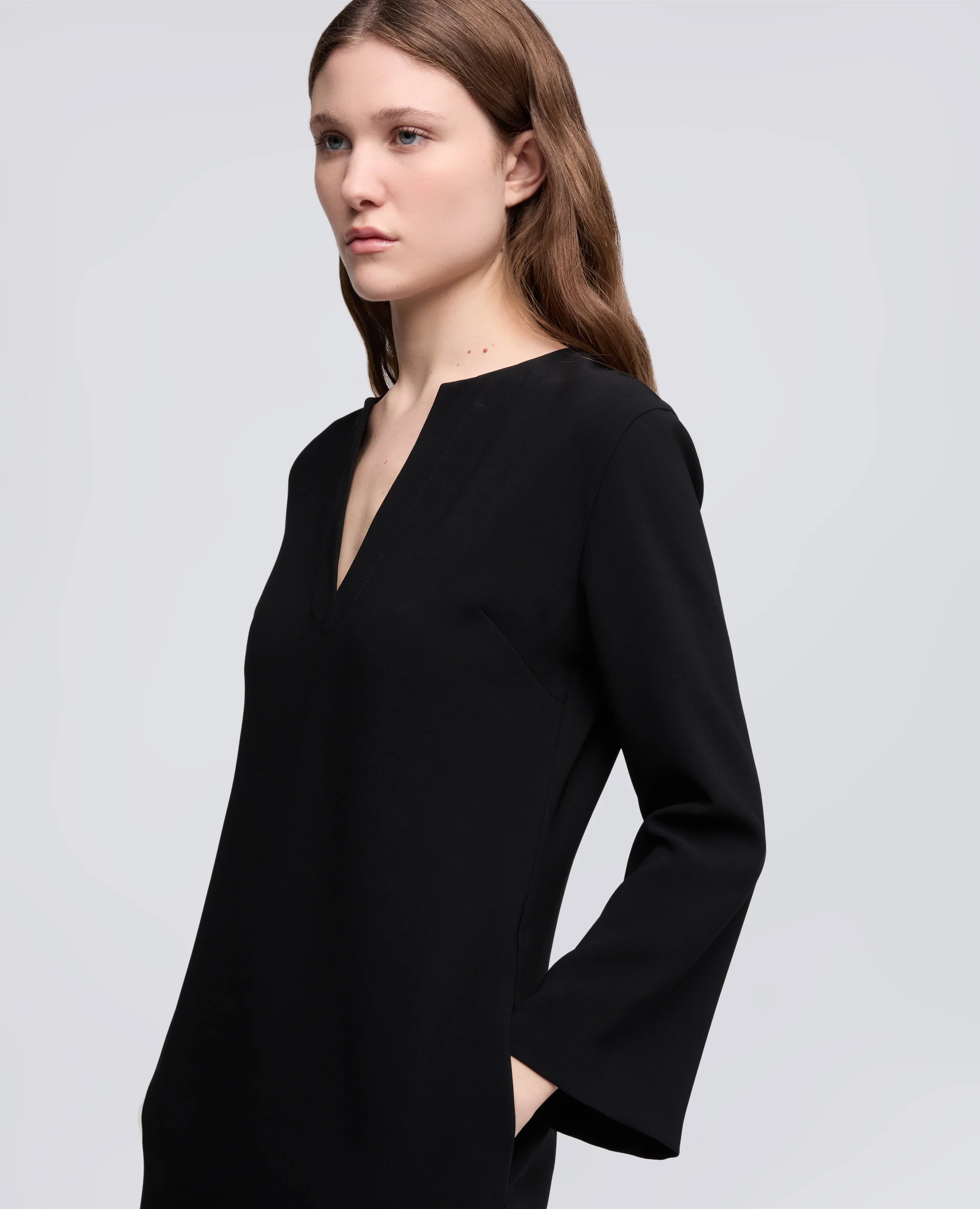 ABITO IN CADY CREPE IN TRIACETATO POLIESTERE - NERO - Image 4