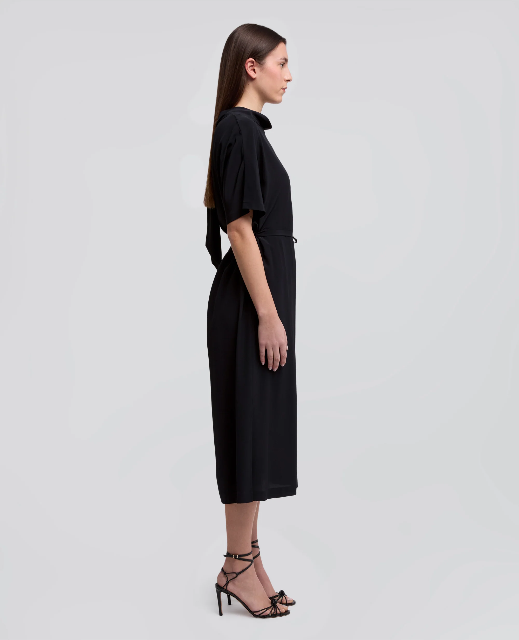 ABITO IN CREPE DE CHINE SETA - NAVY - Image 4