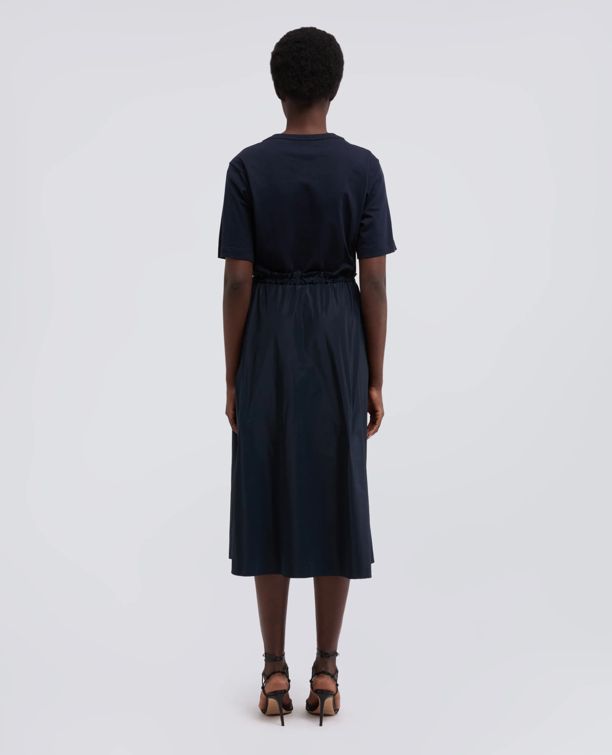 ABITO IN TAFFETAS E JERSEY - BLU NERO+BLU - Image 3