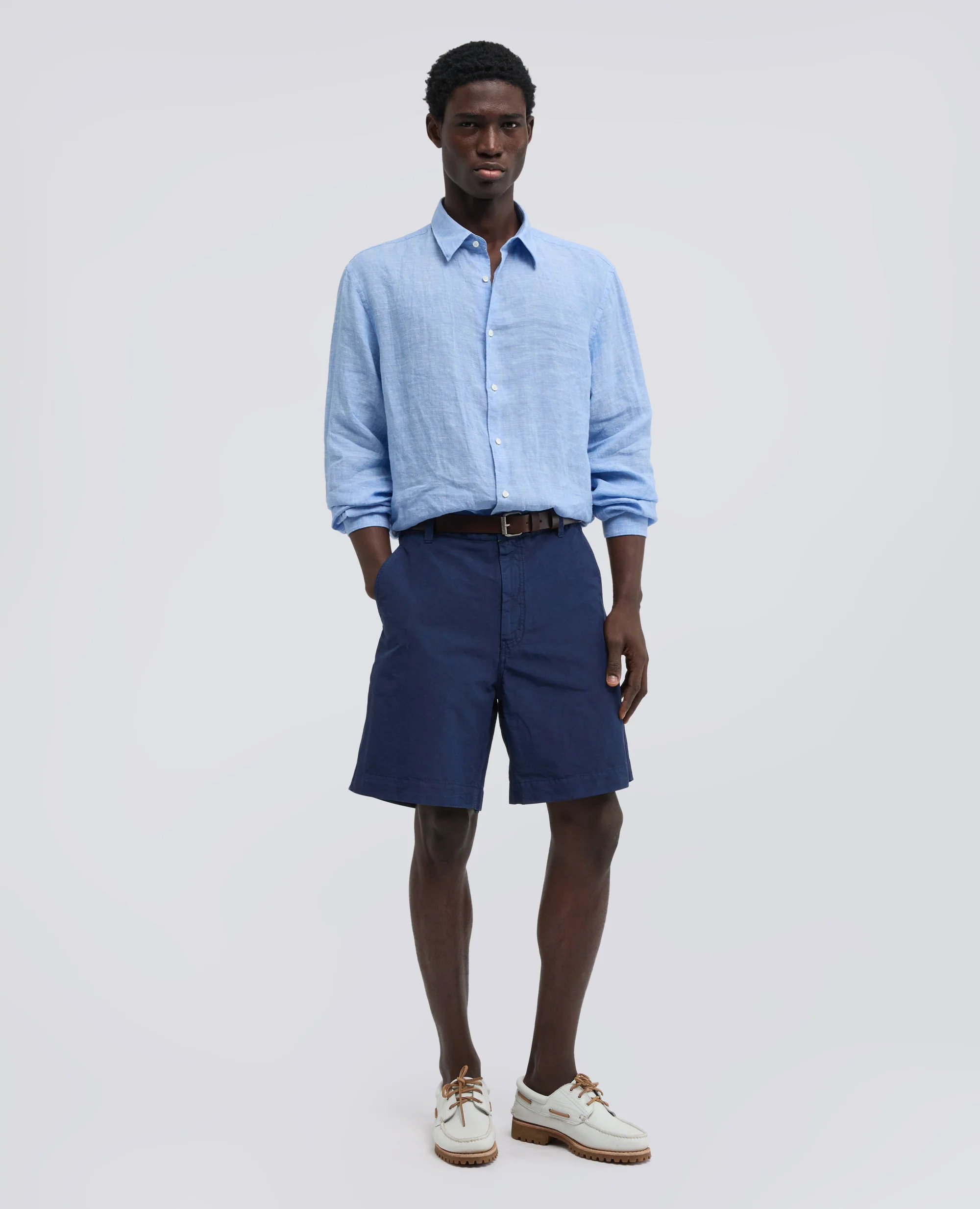 BERMUDA IN COTONE LINO FIAMMATO - BLUETTE - Image 2