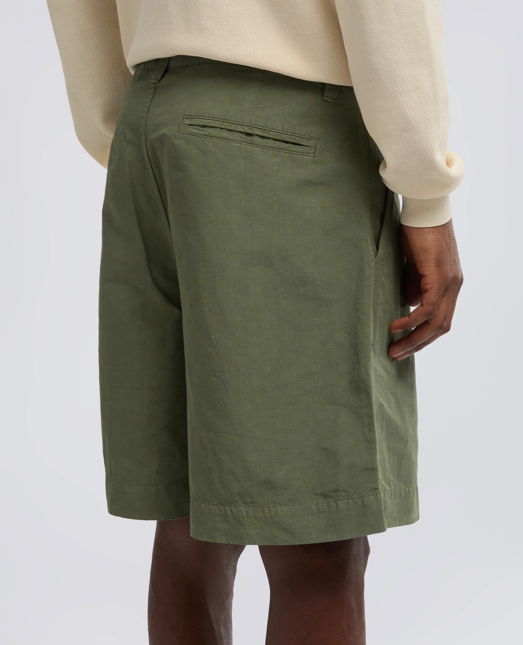 BERMUDA IN COTONE LINO FIAMMATO - VERDE - Image 4