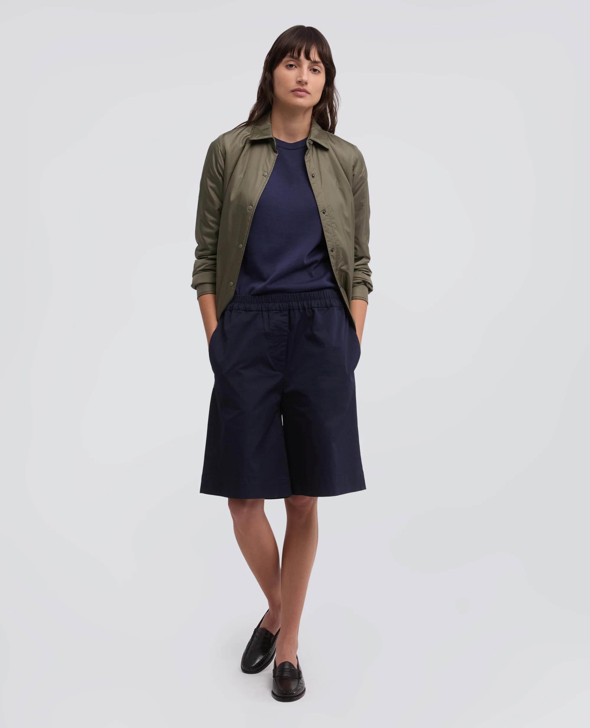 BERMUDA IN TWILL DI COTONE STRETCH - NAVY - Image 2