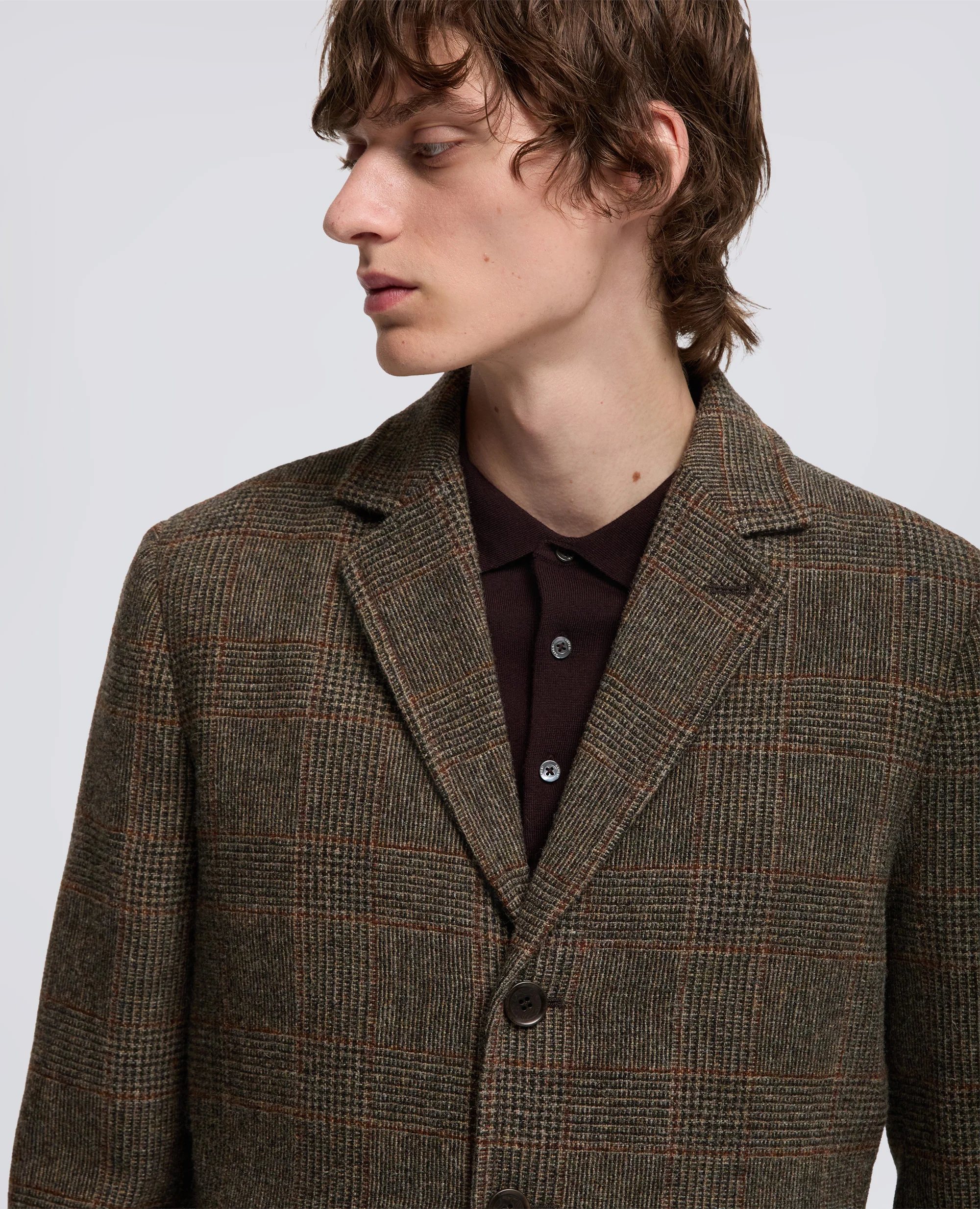 BLAZER ISAAC IN LANA SHETLAND - CHECK MARRONE - Image 4
