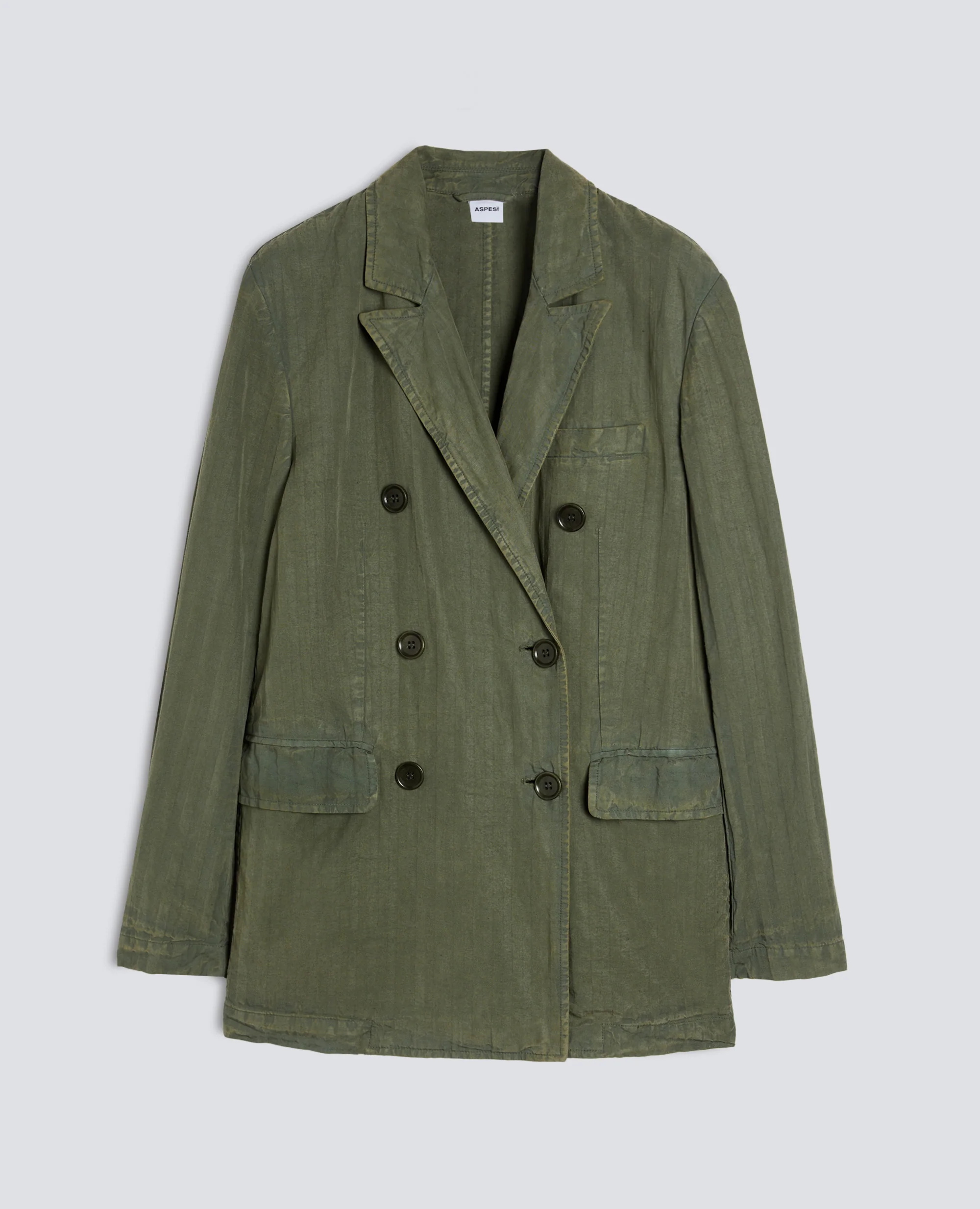 BLAZER IN HERRINGBONE LYOCELL LINO COTONE TINTO CAPO - MILITARE