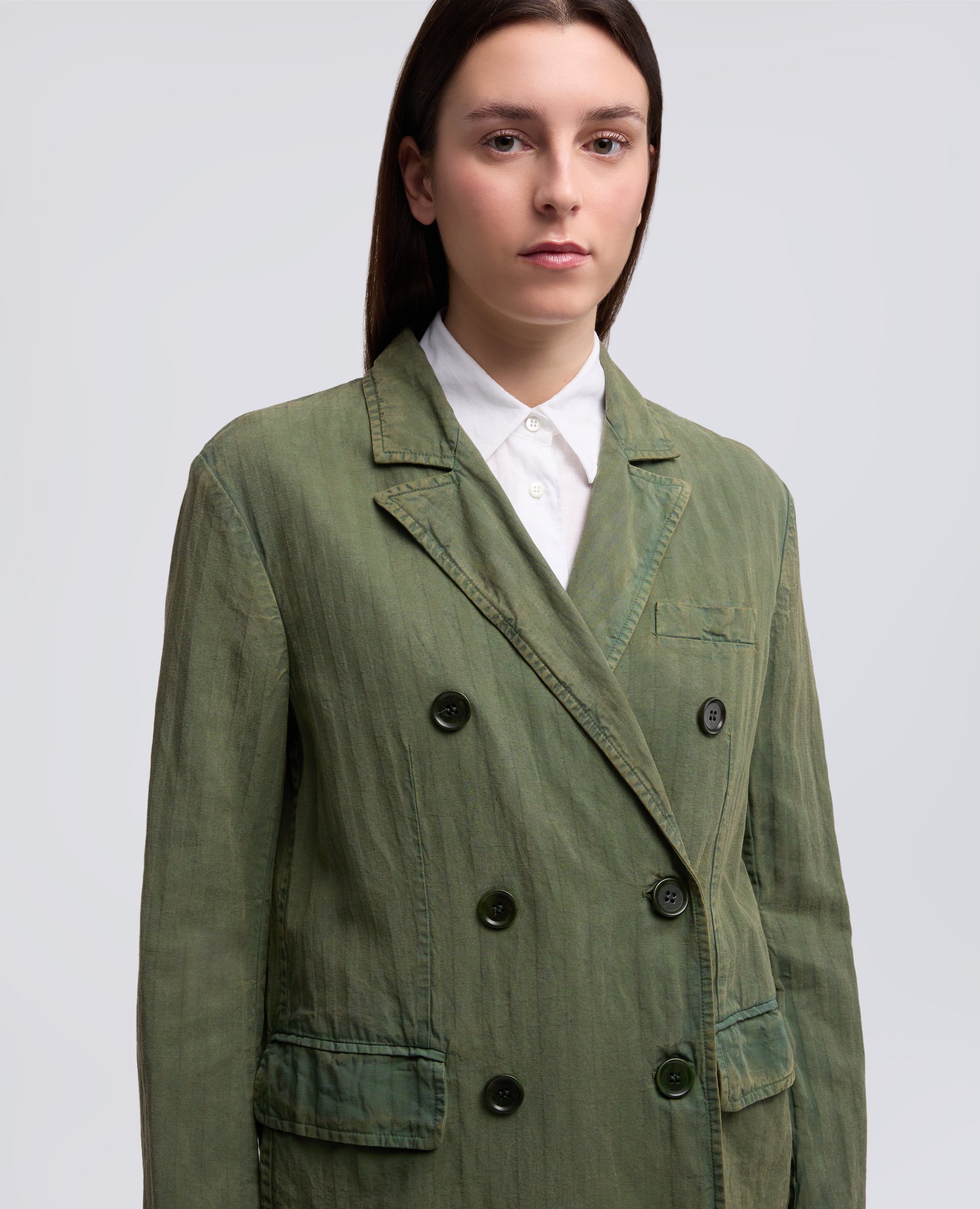 BLAZER IN HERRINGBONE LYOCELL LINO COTONE TINTO CAPO - MILITARE - Image 4
