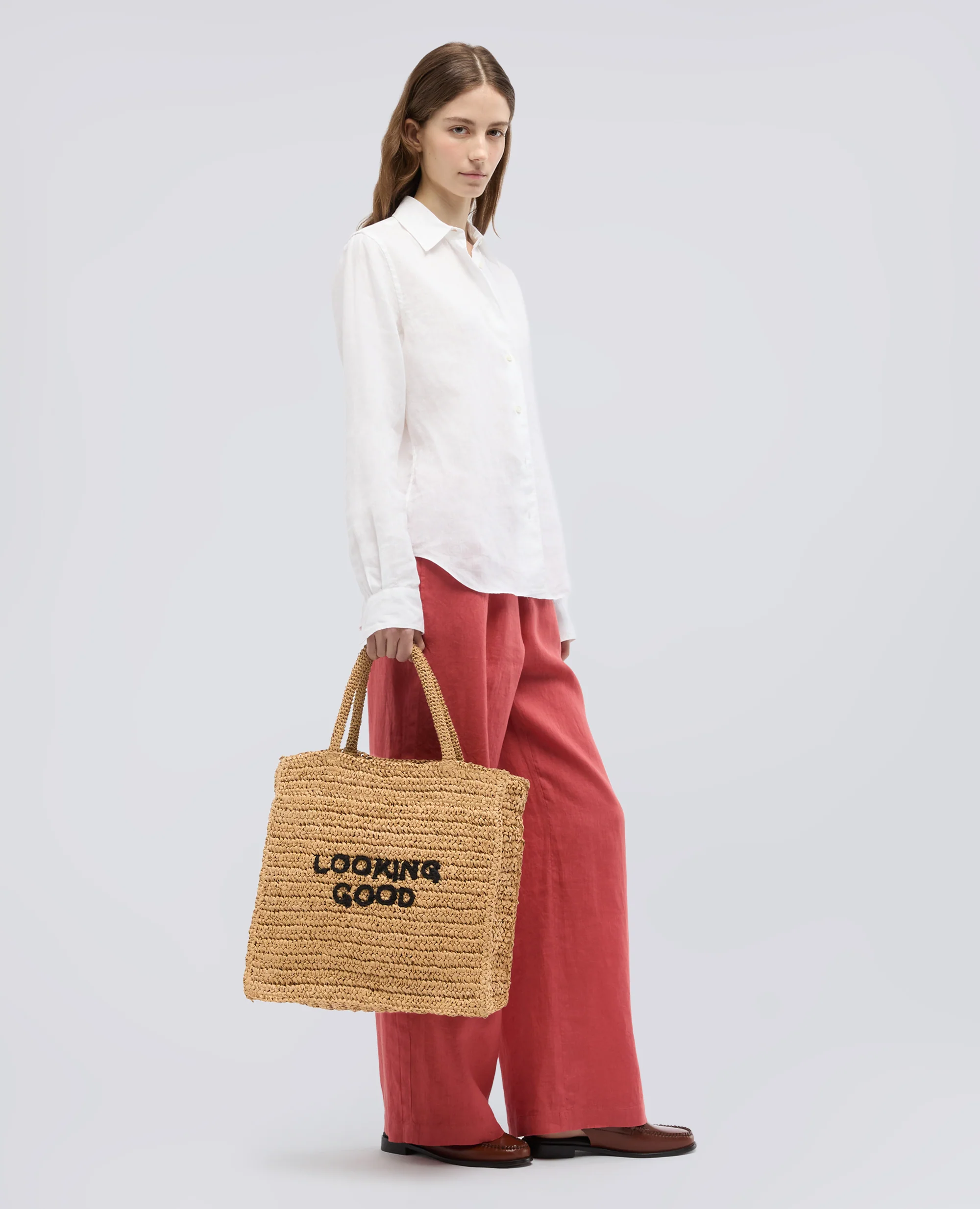 BORSA SHOPPING IN RAFFIA - BEIGE - Image 3