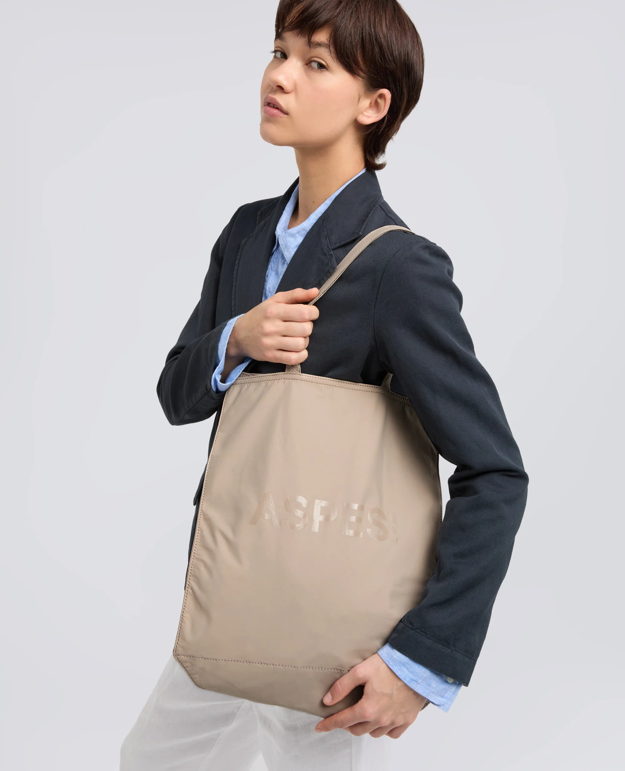 BORSA SHOPPING IN NYLON - GHIACCIO - Image 3