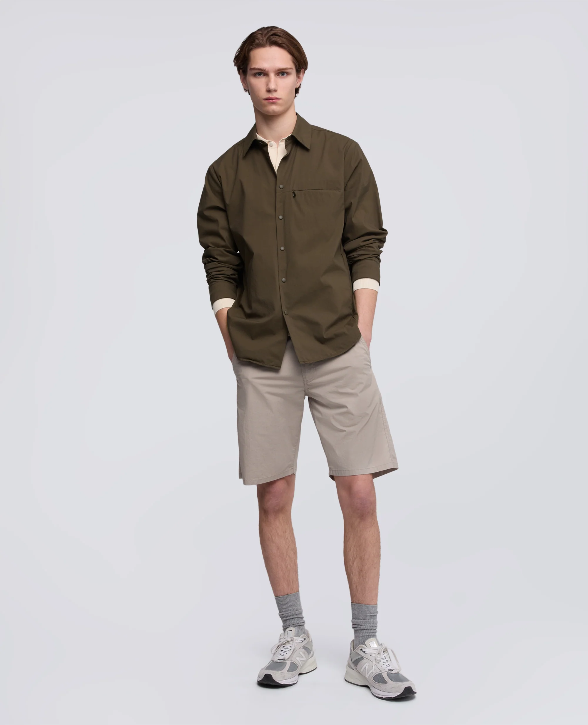 CAMICIA IN POPELINE COTONE-NYLON - MILITARE - Image 2