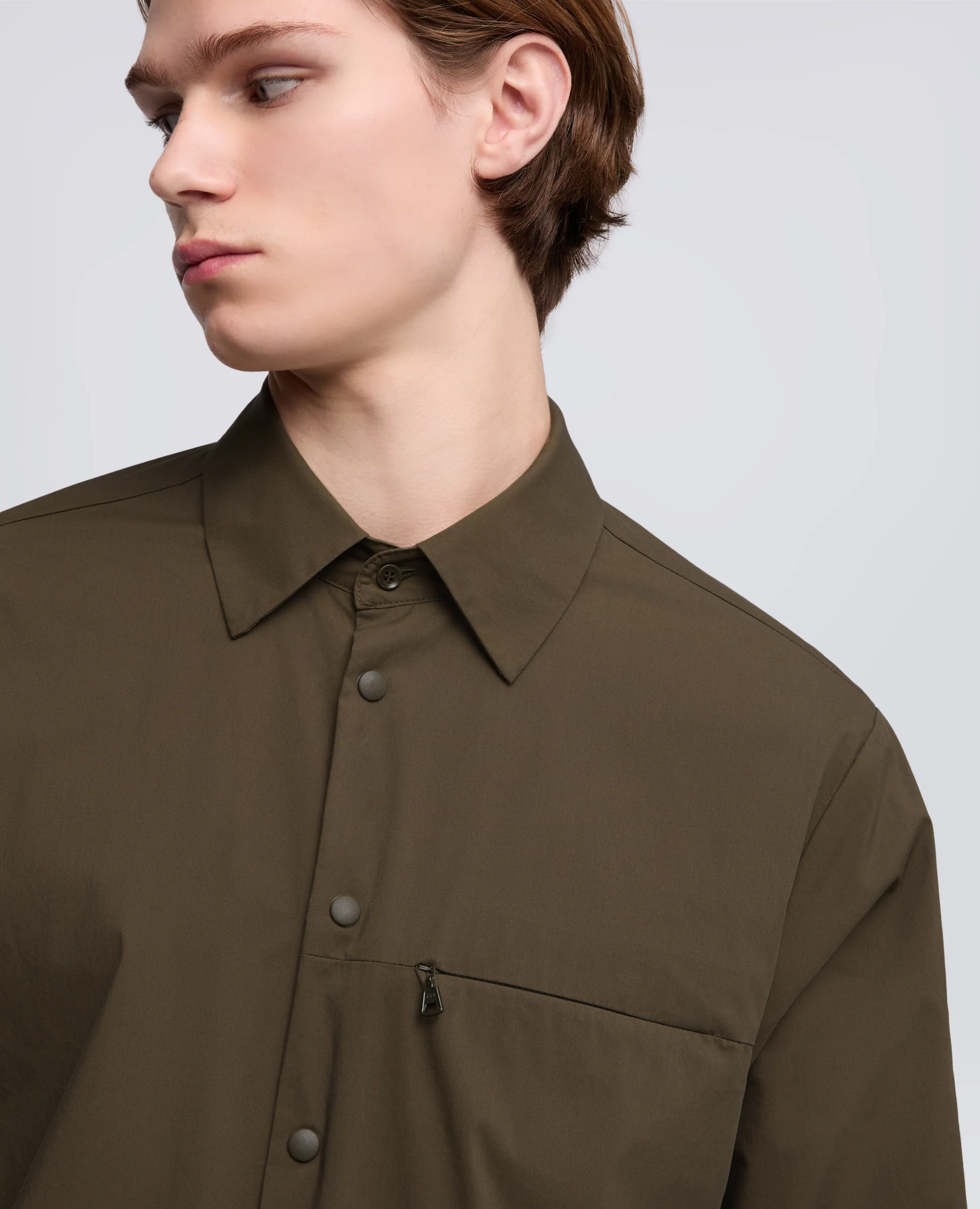 CAMICIA IN POPELINE COTONE-NYLON - MILITARE - Image 4