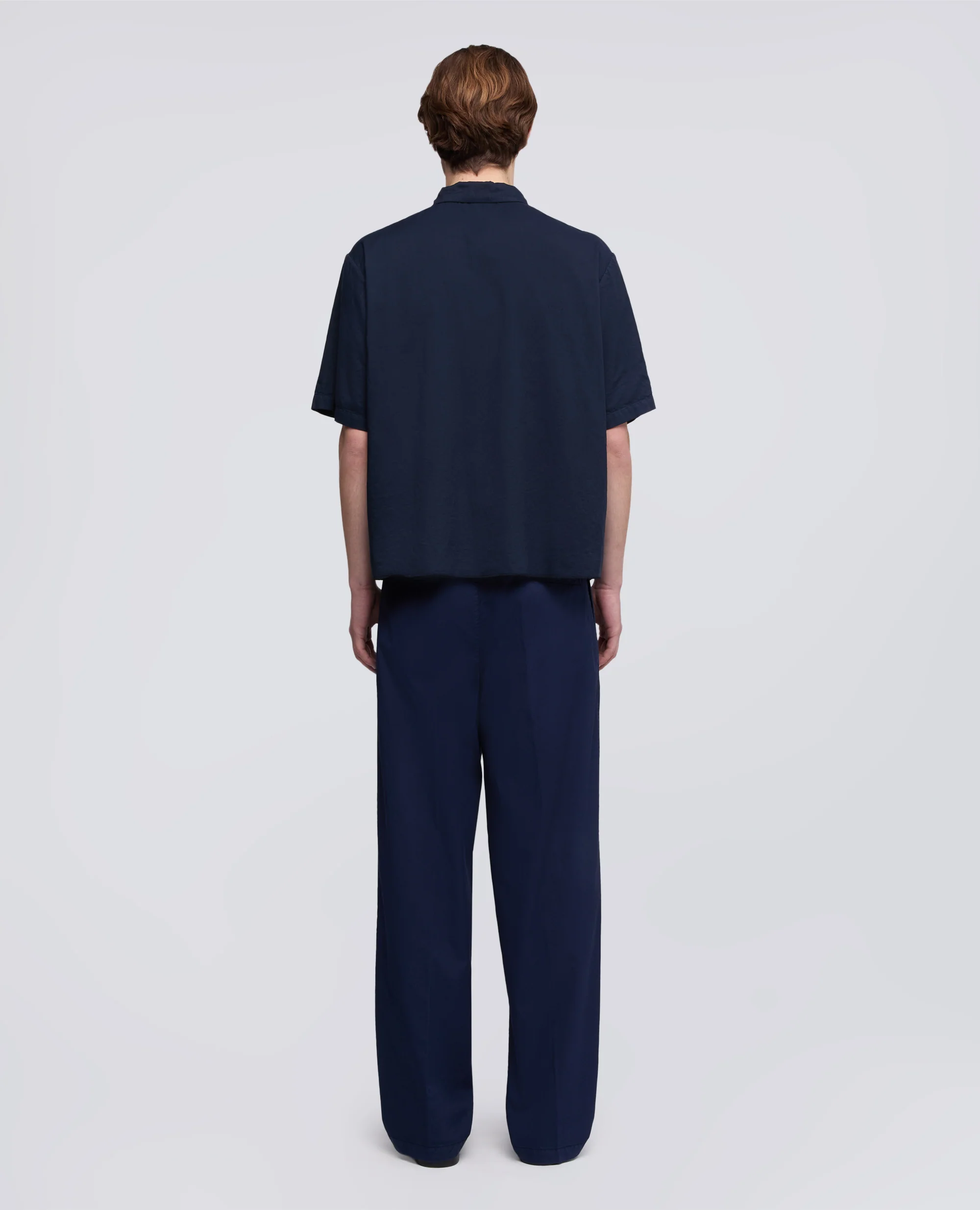 CAMICIA BOWLING IN POPELINE DI COTONE - NAVY - Image 3