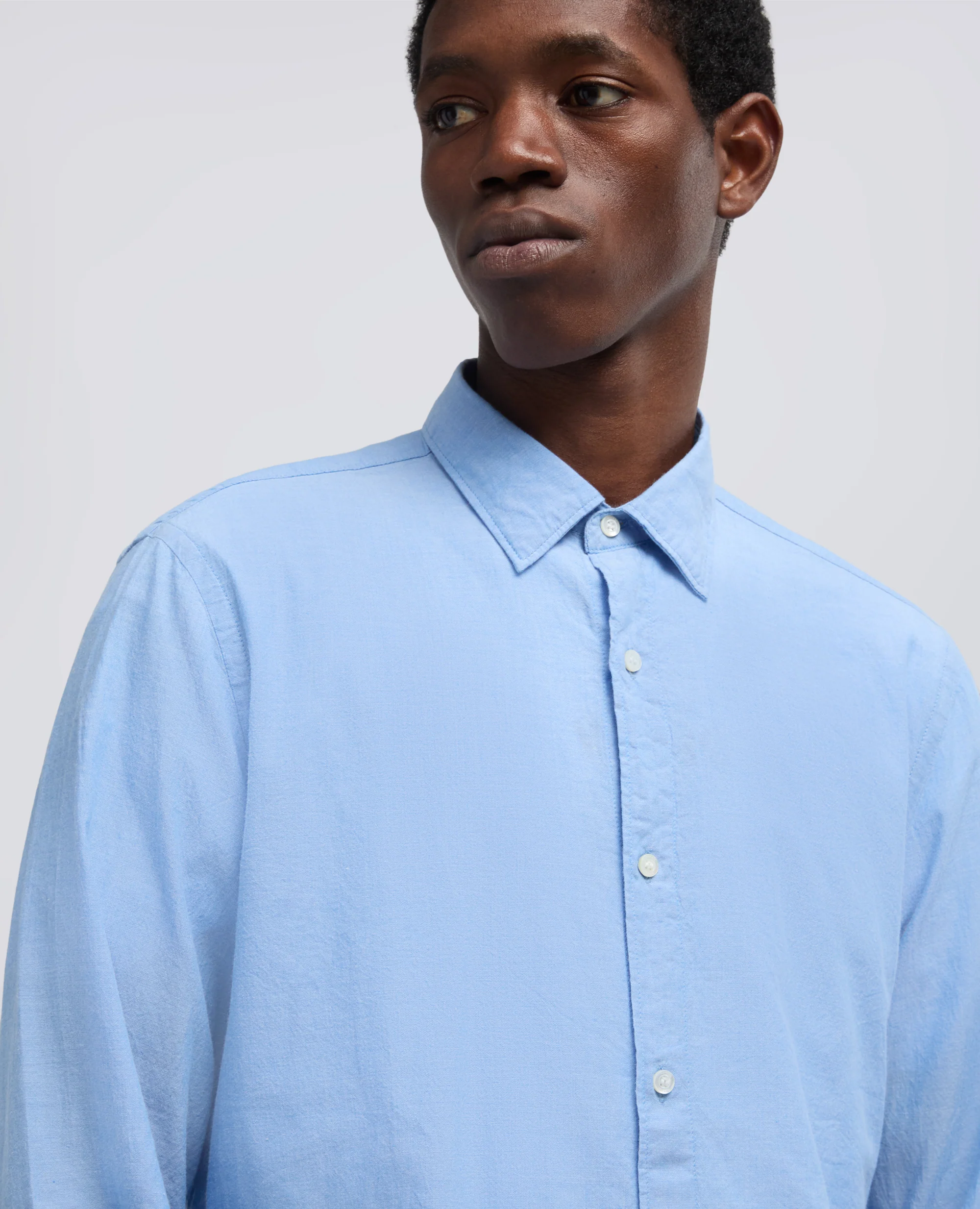 CAMICIA CLASSICA IN CHAMBRAY INDIANO - AZZURRO - Image 4