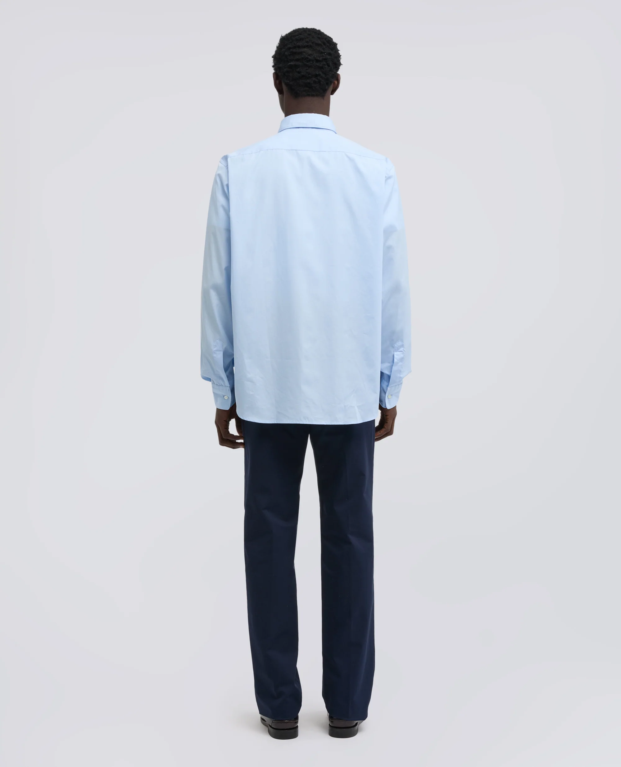 CAMICIA CLASSICA IN COTONE CON TASCHINO - AZZURRO - Image 3