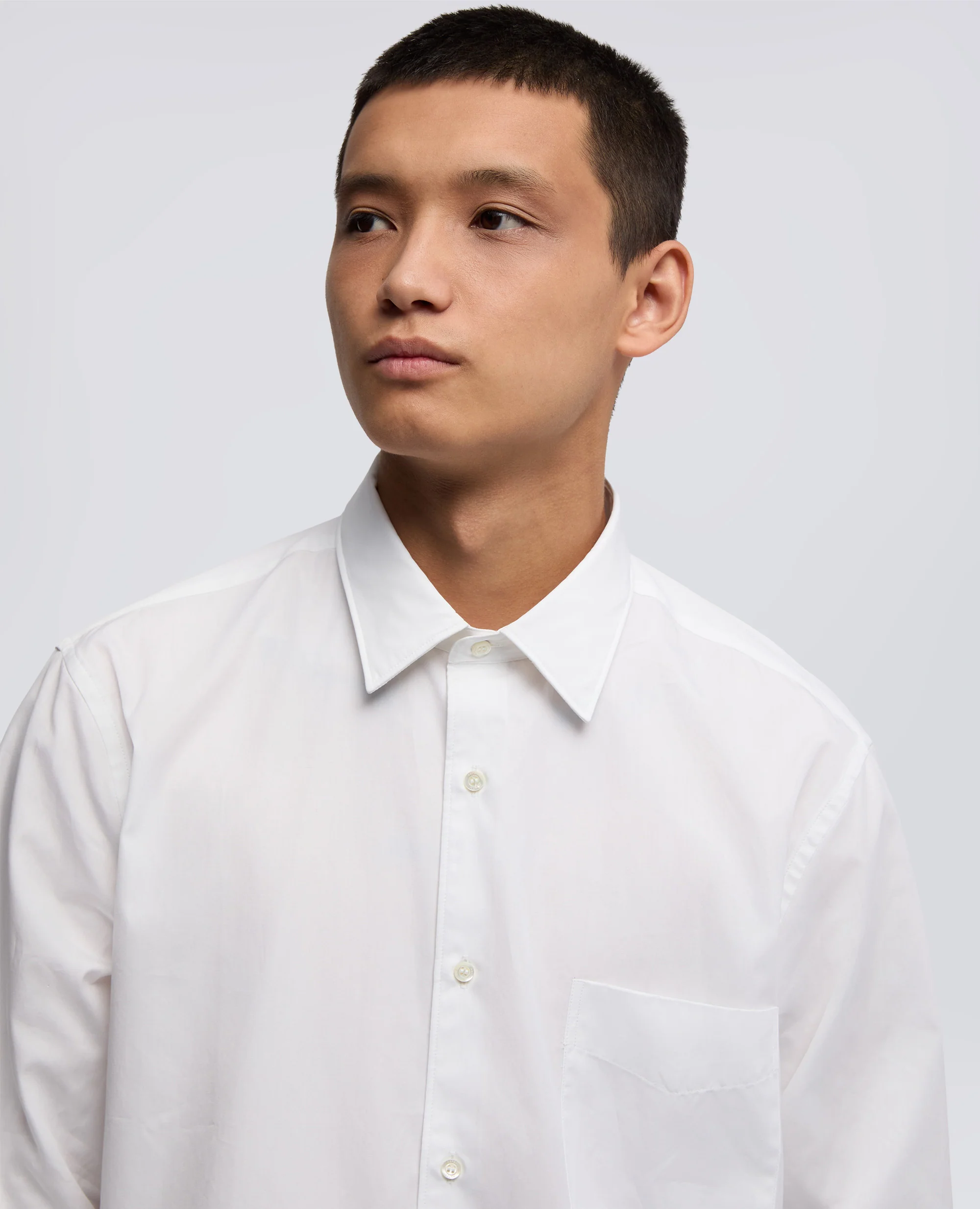 CAMICIA CLASSICA IN COTONE CON TASCHINO - BIANCO - Image 4