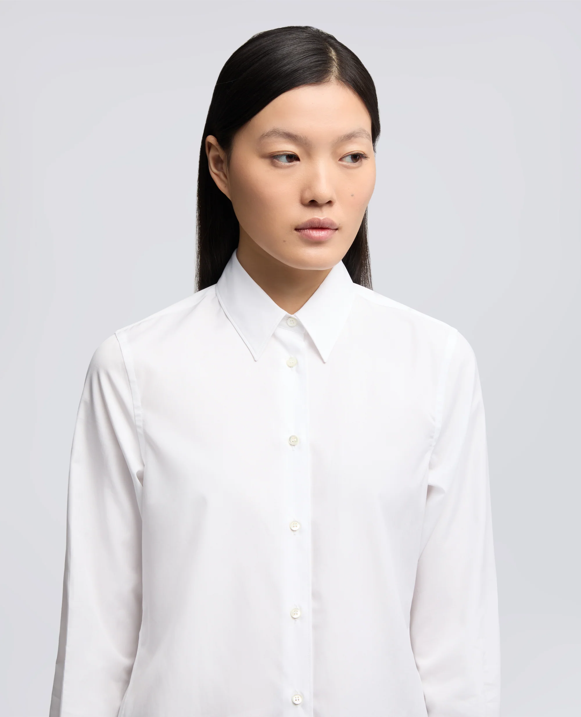 CAMICIA CLASSICA IN POPELINE DI COTONE - BIANCO - Image 4