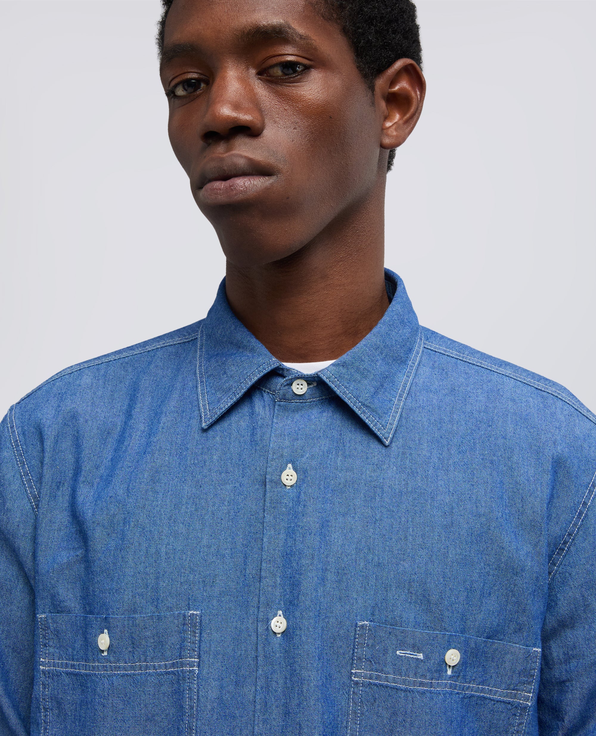 CAMICIA DA LAVORO NEW C SLIM - DENIM MEDIO - Image 4