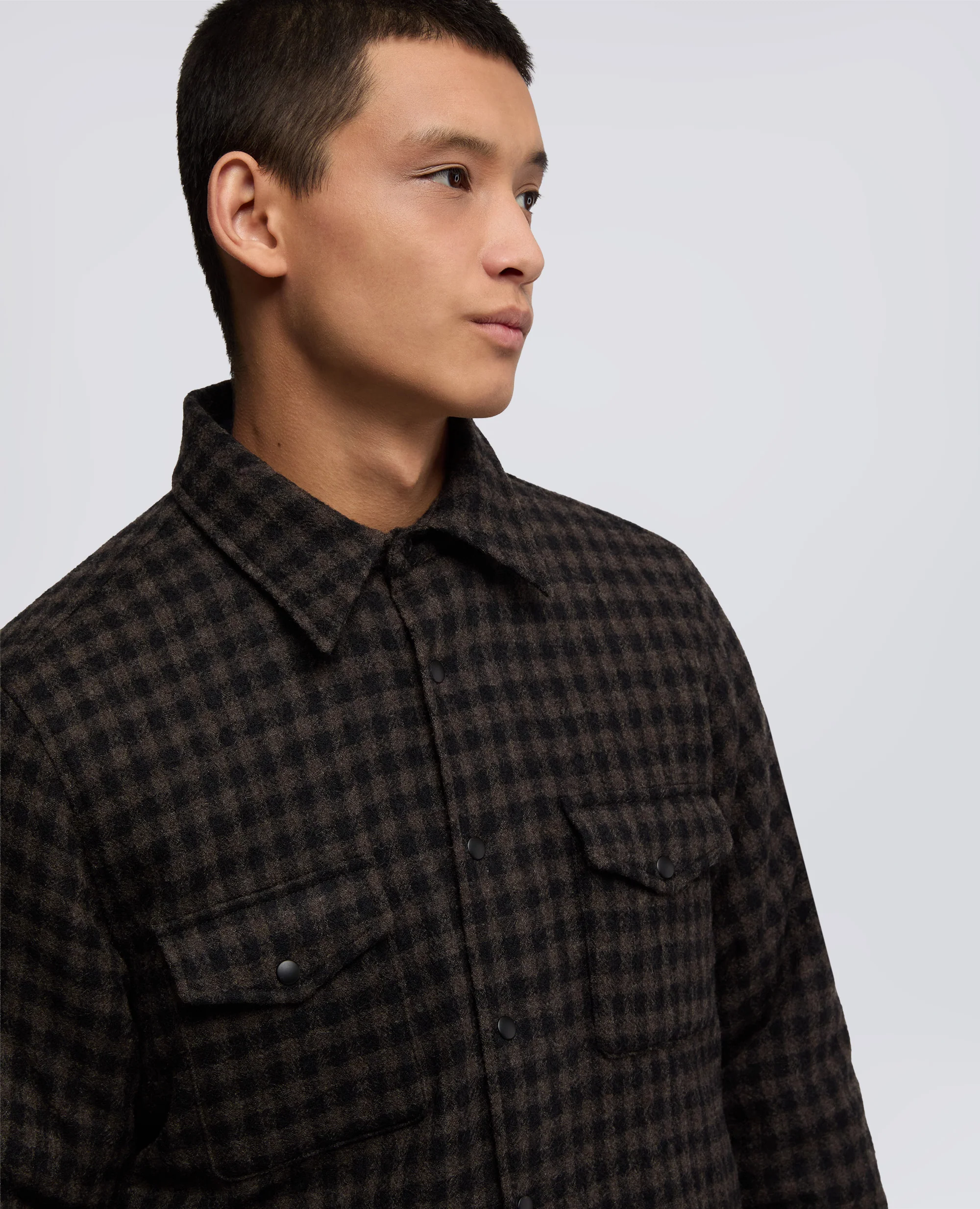 CAMICIA DOPPIA IN LANA CHECK - CHECK MARRONE - Image 4