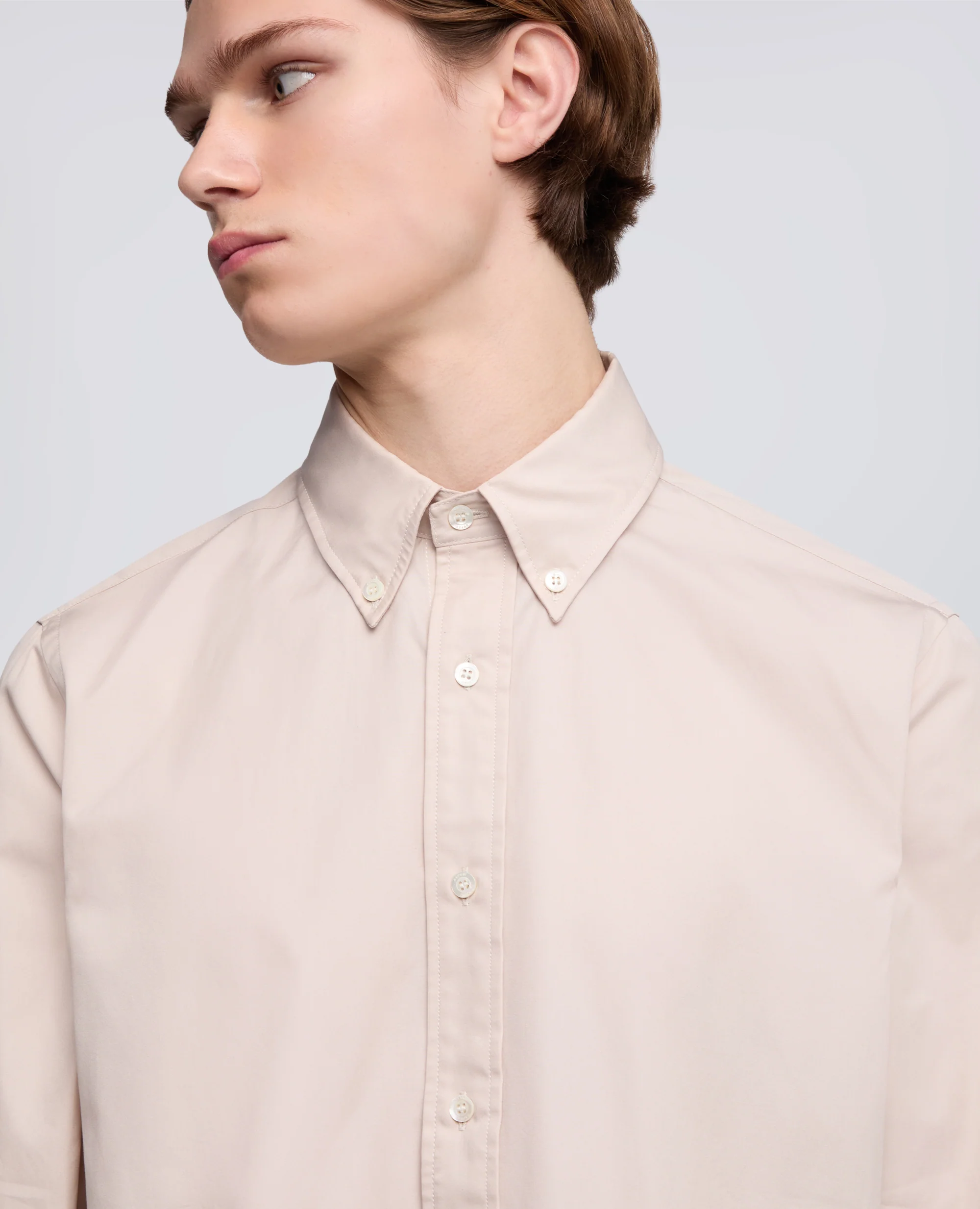 CAMICIA IN POPELINE DI COTONE BOX CUT - BEIGE - Image 4