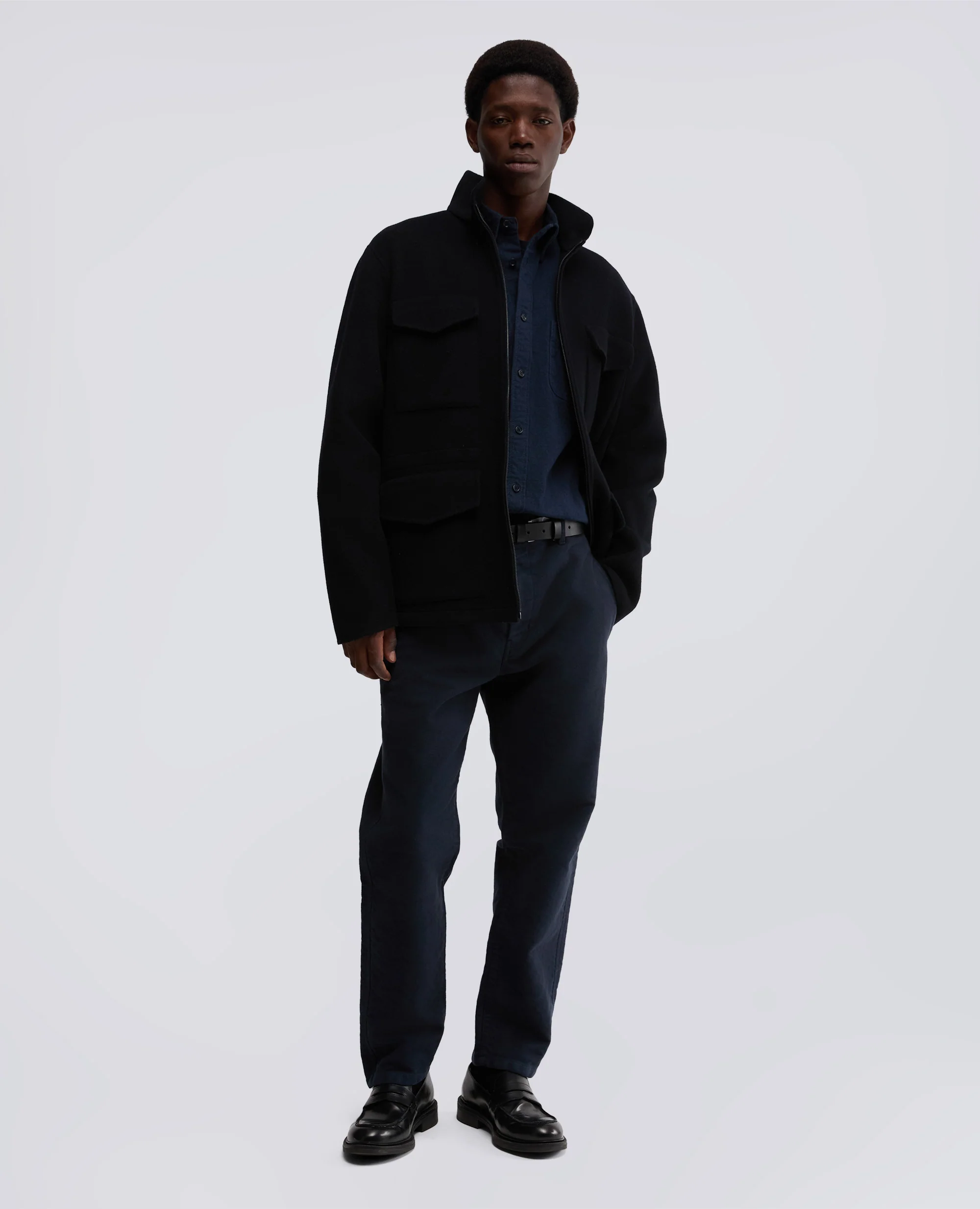 CAMICIA DROPS IN TWILL DI COTONE - NAVY - Image 2