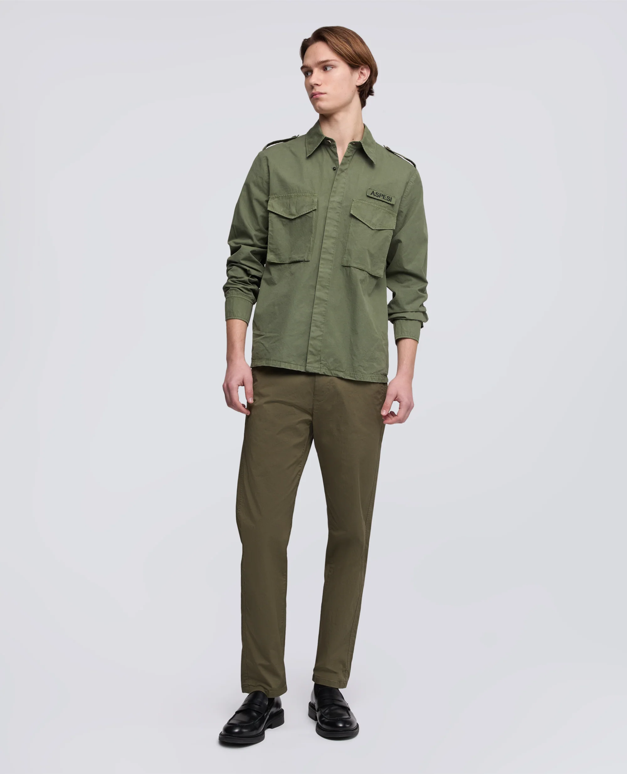 CAMICIA MILITARE IN COTONE - VERDE - Image 2