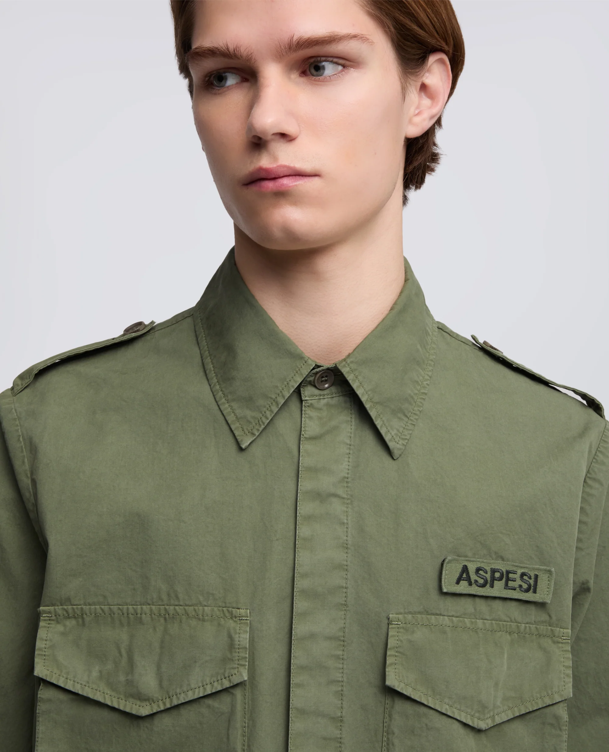 CAMICIA MILITARE IN COTONE - VERDE - Image 4