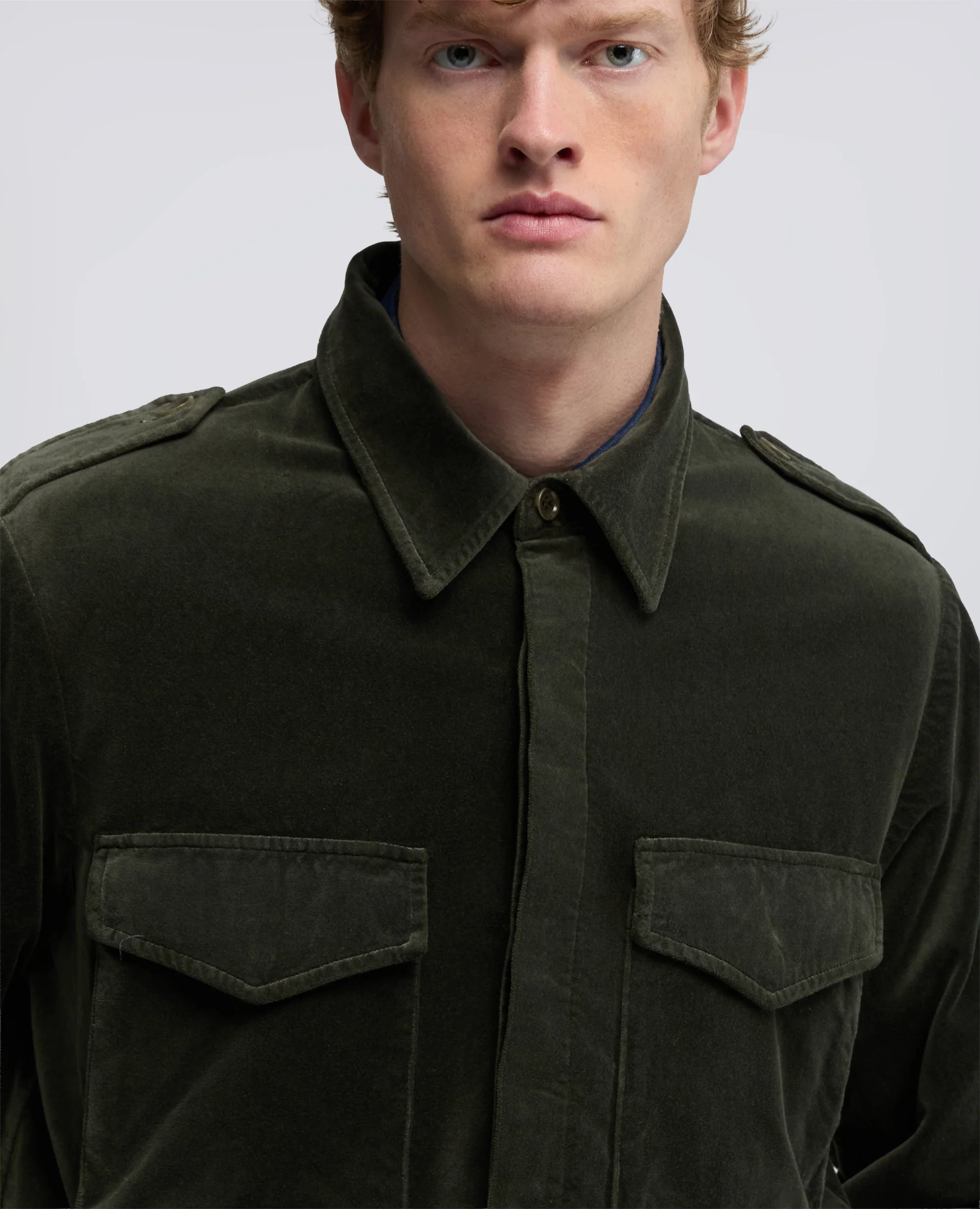 CAMICIA FIELD SHIRT IN VELLUTO LISCIO - MILITARE - Image 4