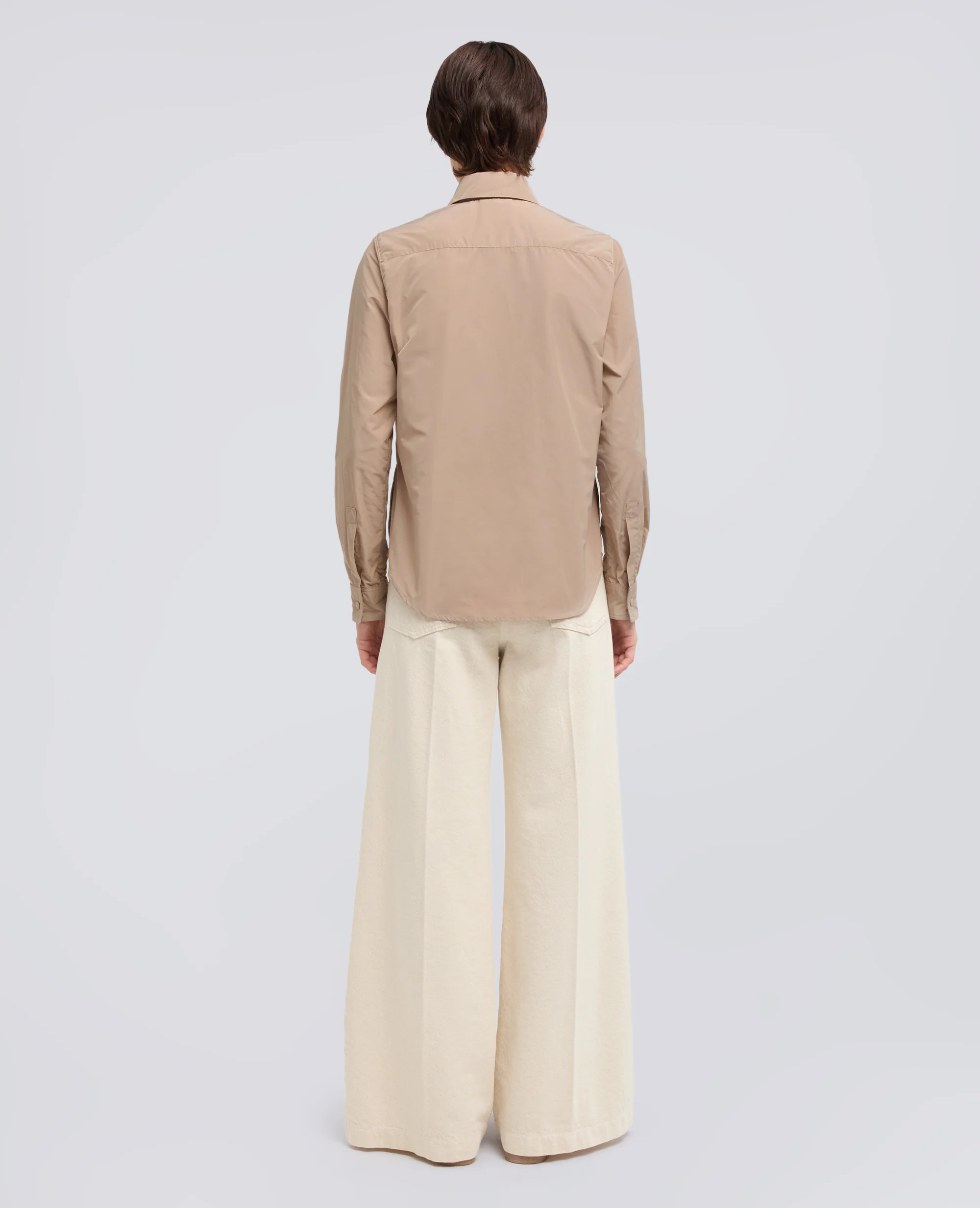 GIACCA CAMICIA SFODERATA IN POLIESTERE TECNICO - BEIGE - Image 3