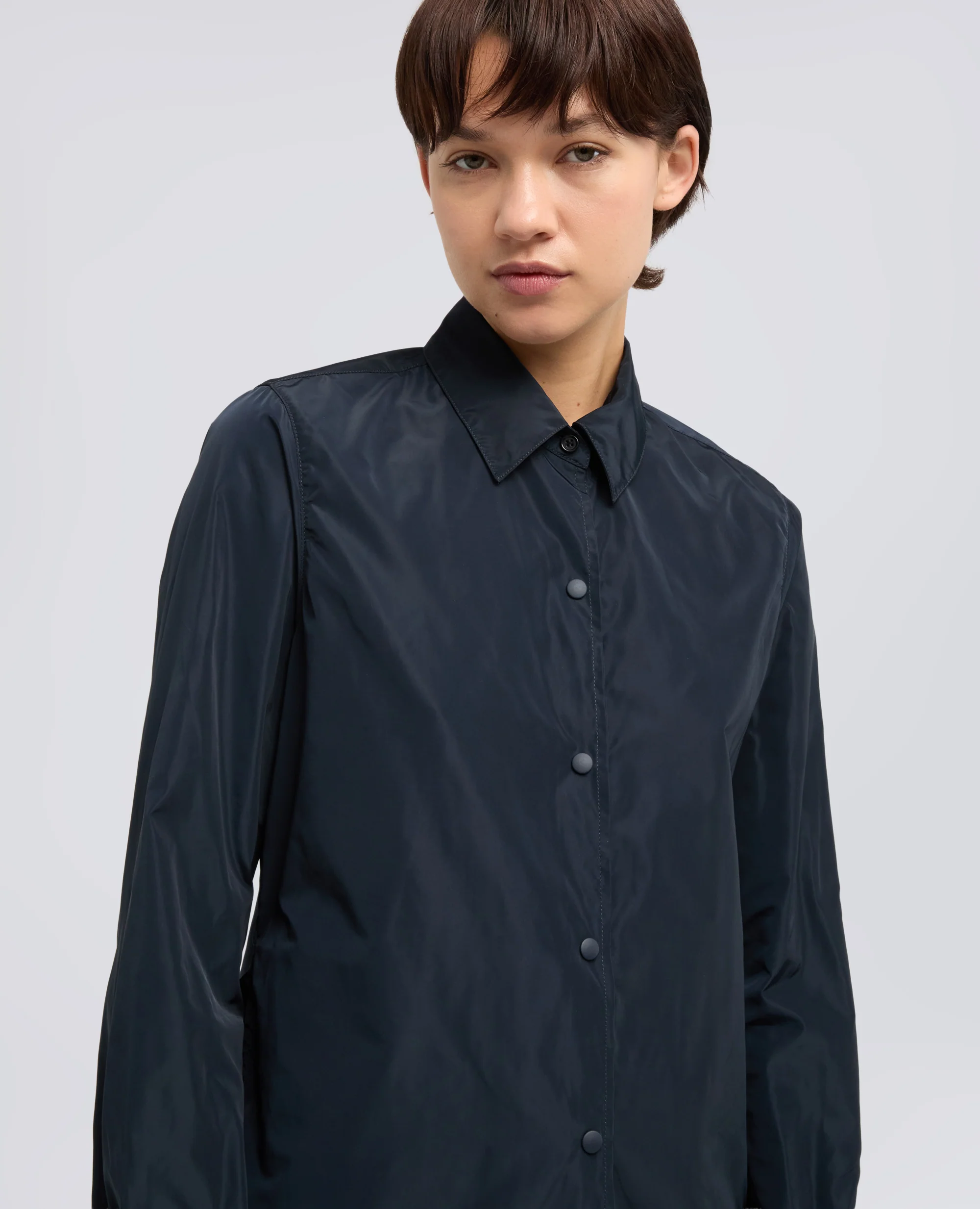 GIACCA CAMICIA SFODERATA IN POLIESTERE TECNICO - BLU NERO - Image 4