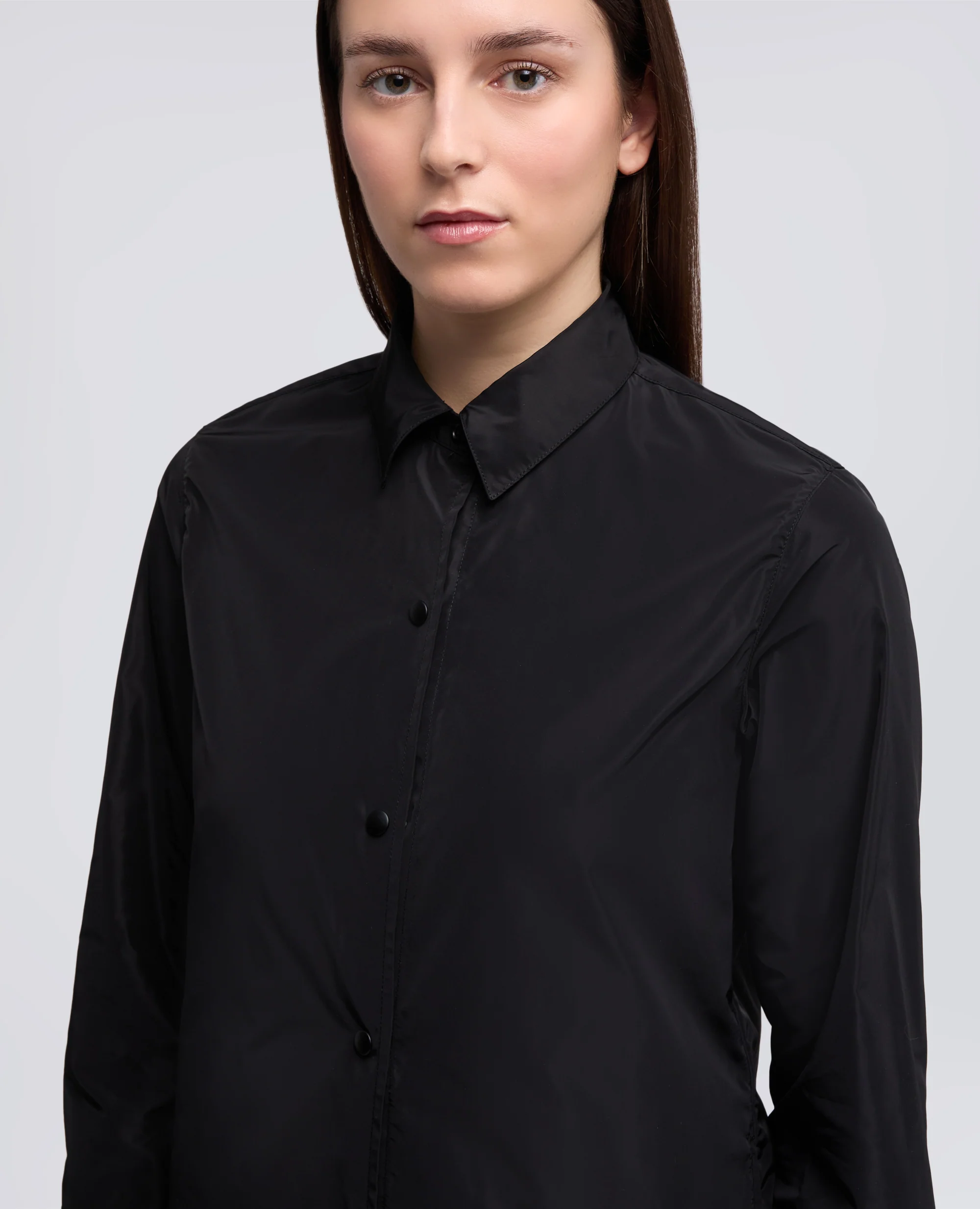 GIACCA CAMICIA SFODERATA IN POLIESTERE TECNICO - NERO - Image 4