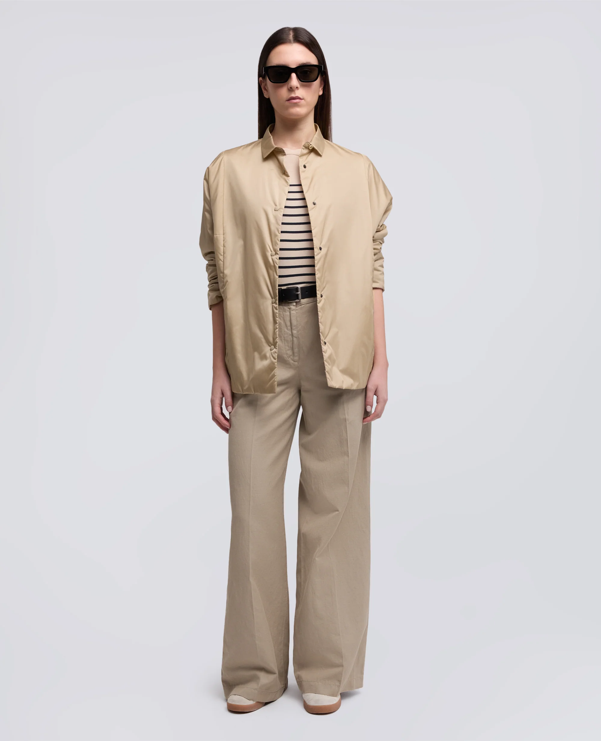 CAMICIA IN NYLON IMBOTTITA - BEIGE - Image 2