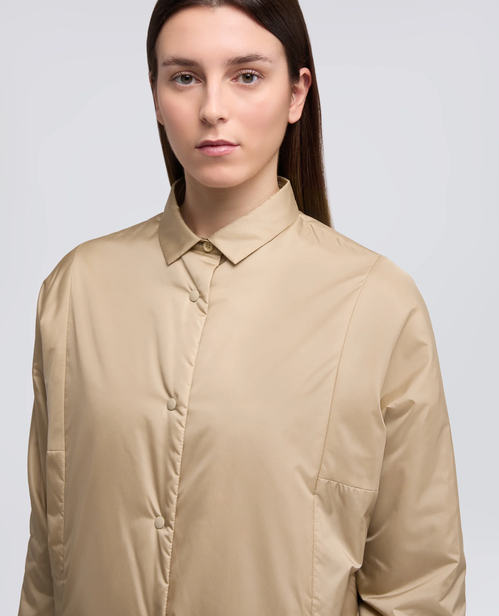 CAMICIA IN NYLON IMBOTTITA - BEIGE - Image 4