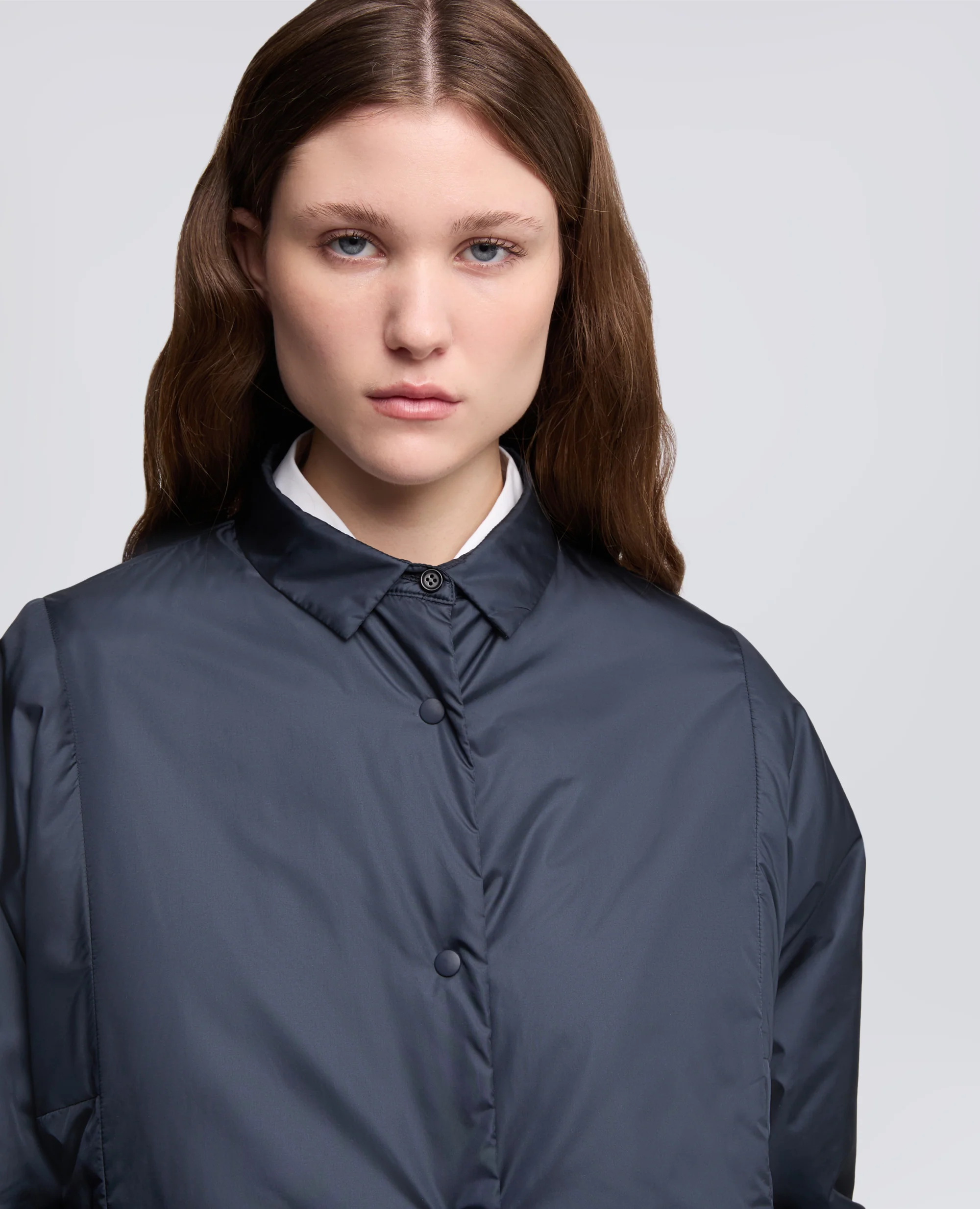 CAMICIA IN NYLON IMBOTTITA - NAVY - Image 4