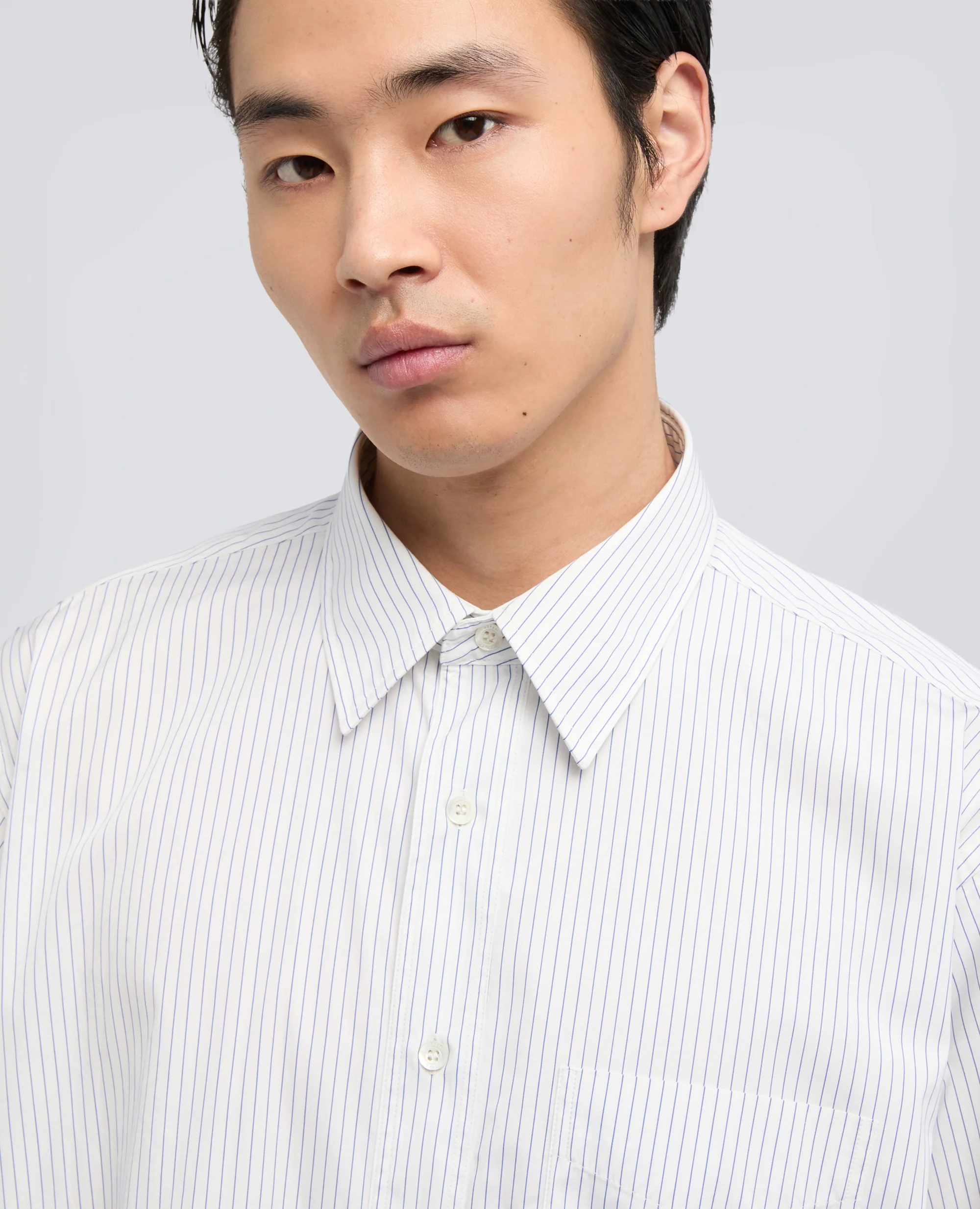 CAMICIA IN CHAMBRAY DI COTONE GIAPPONESE - RIGA BLU - Image 4