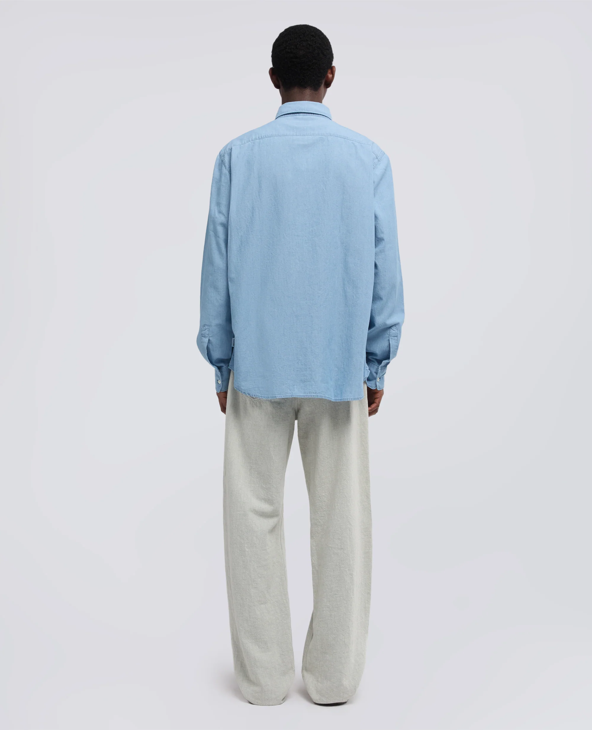 CAMICIA IN CHAMBRAY DI COTONE GIAPPONESE - DENIM CHIARO - Image 3