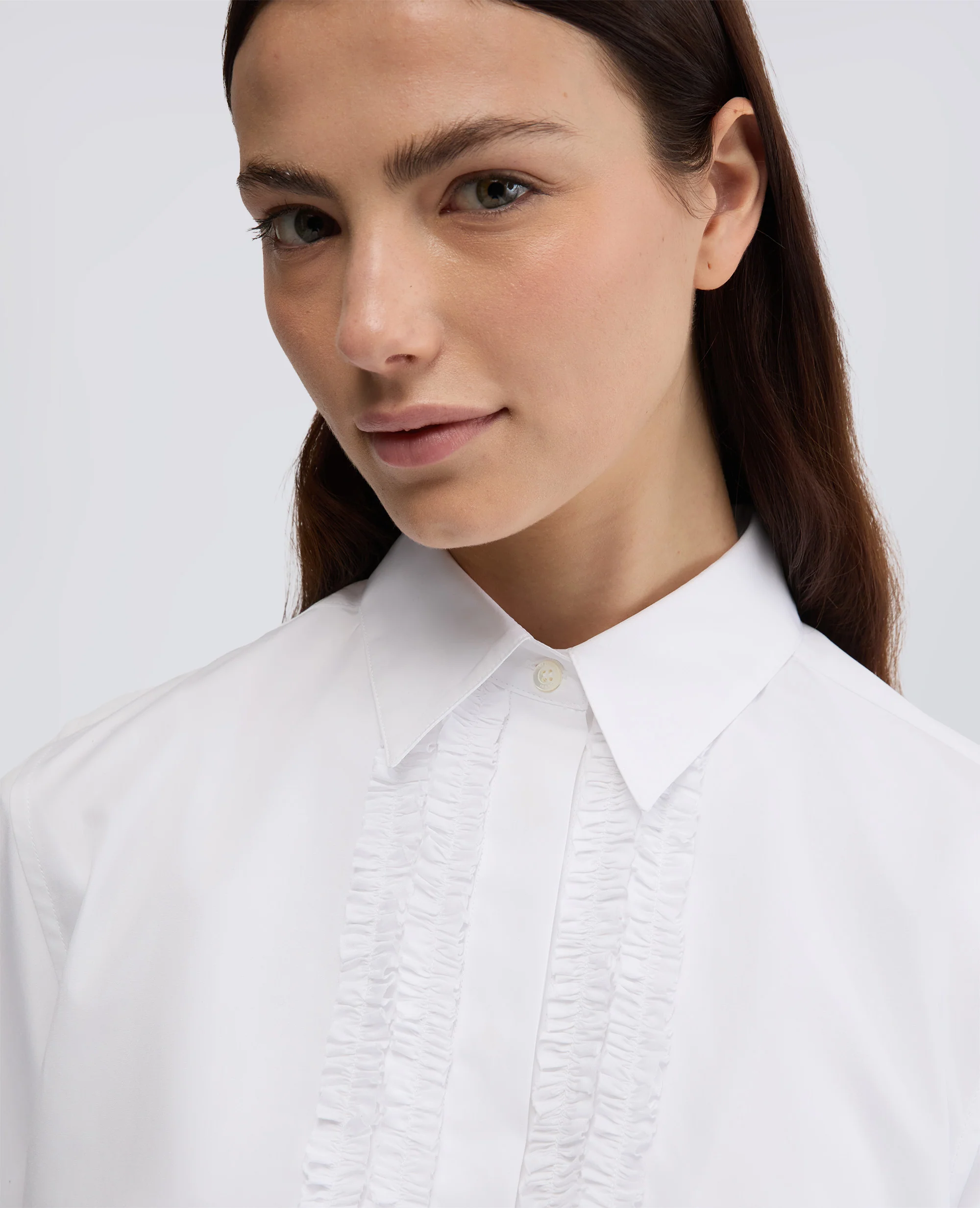 CAMICIA IN COTONE CON RUCHES - BIANCO - Image 4