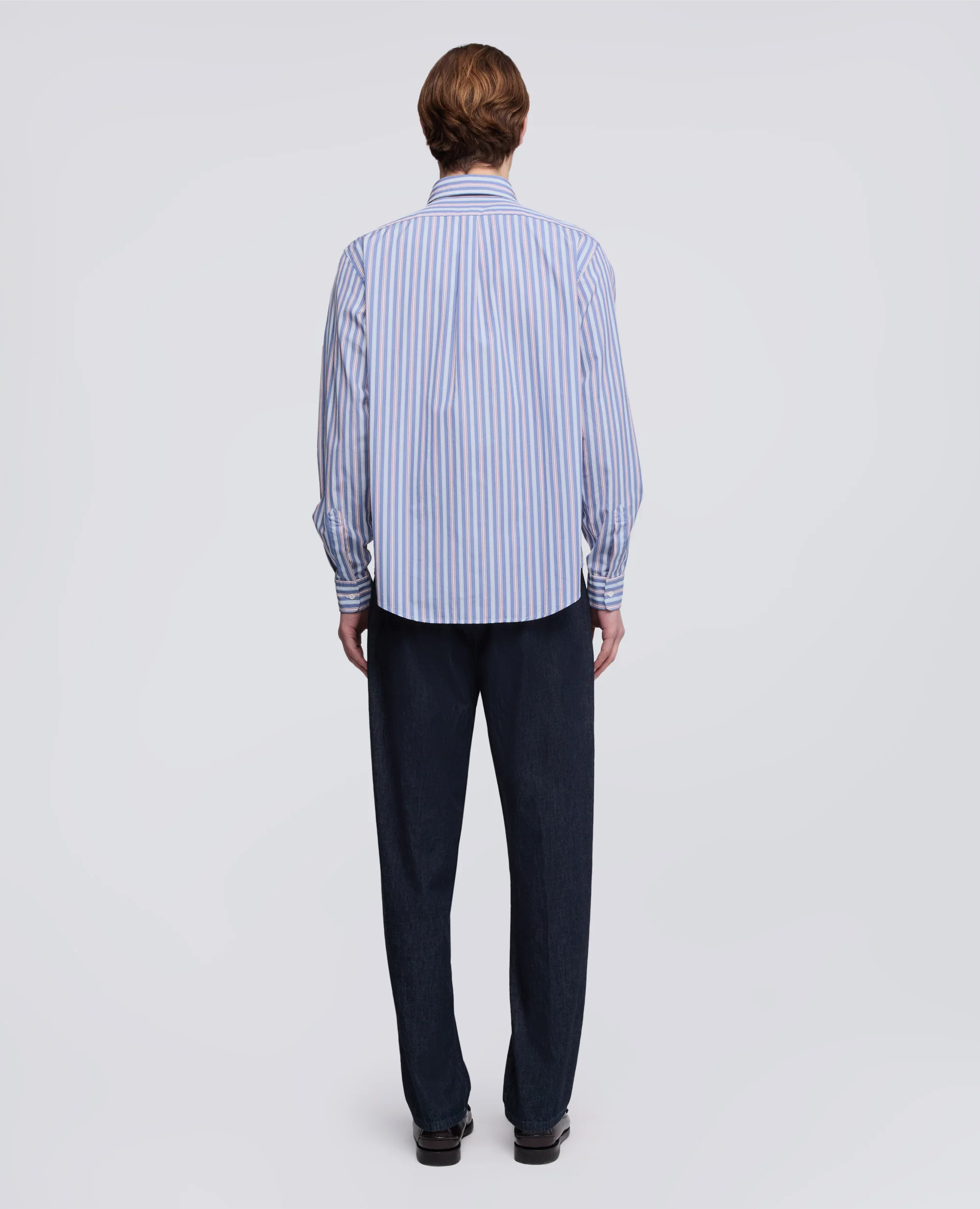 CAMICIA IN POPELINE DI COTONE OXFORD CON COLLO BUTTON DOWN - RIGA BLU - Image 3