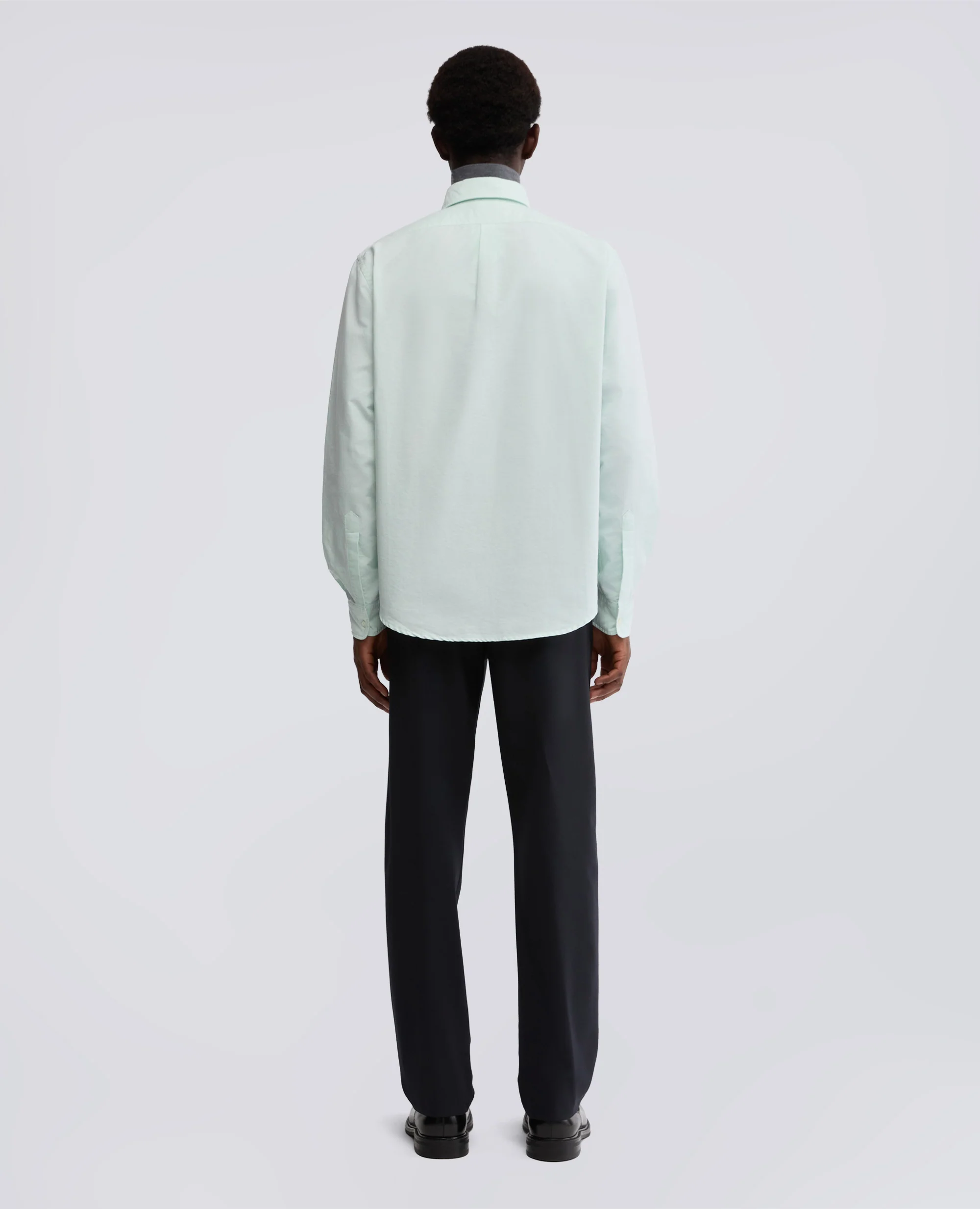CAMICIA SLIM IN CREPE DE CHINE DI SETA - ACQUA - Image 3