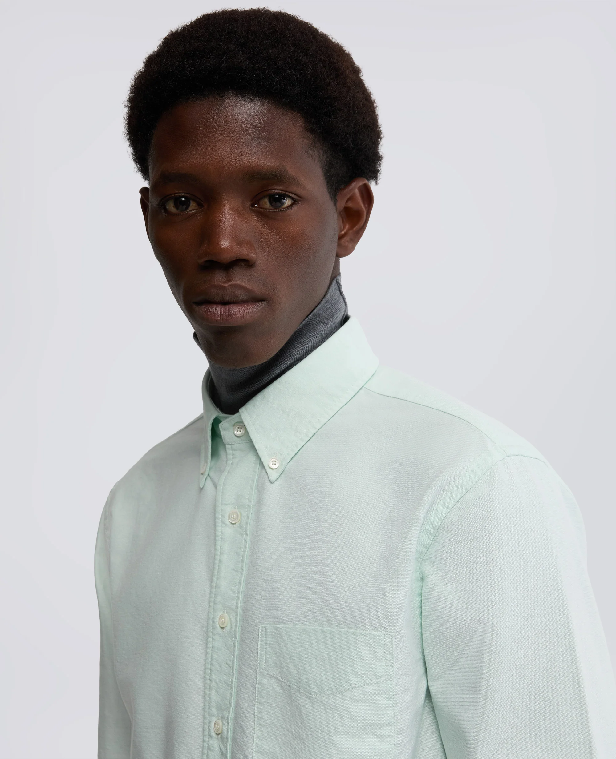 CAMICIA SLIM IN CREPE DE CHINE DI SETA - ACQUA - Image 4