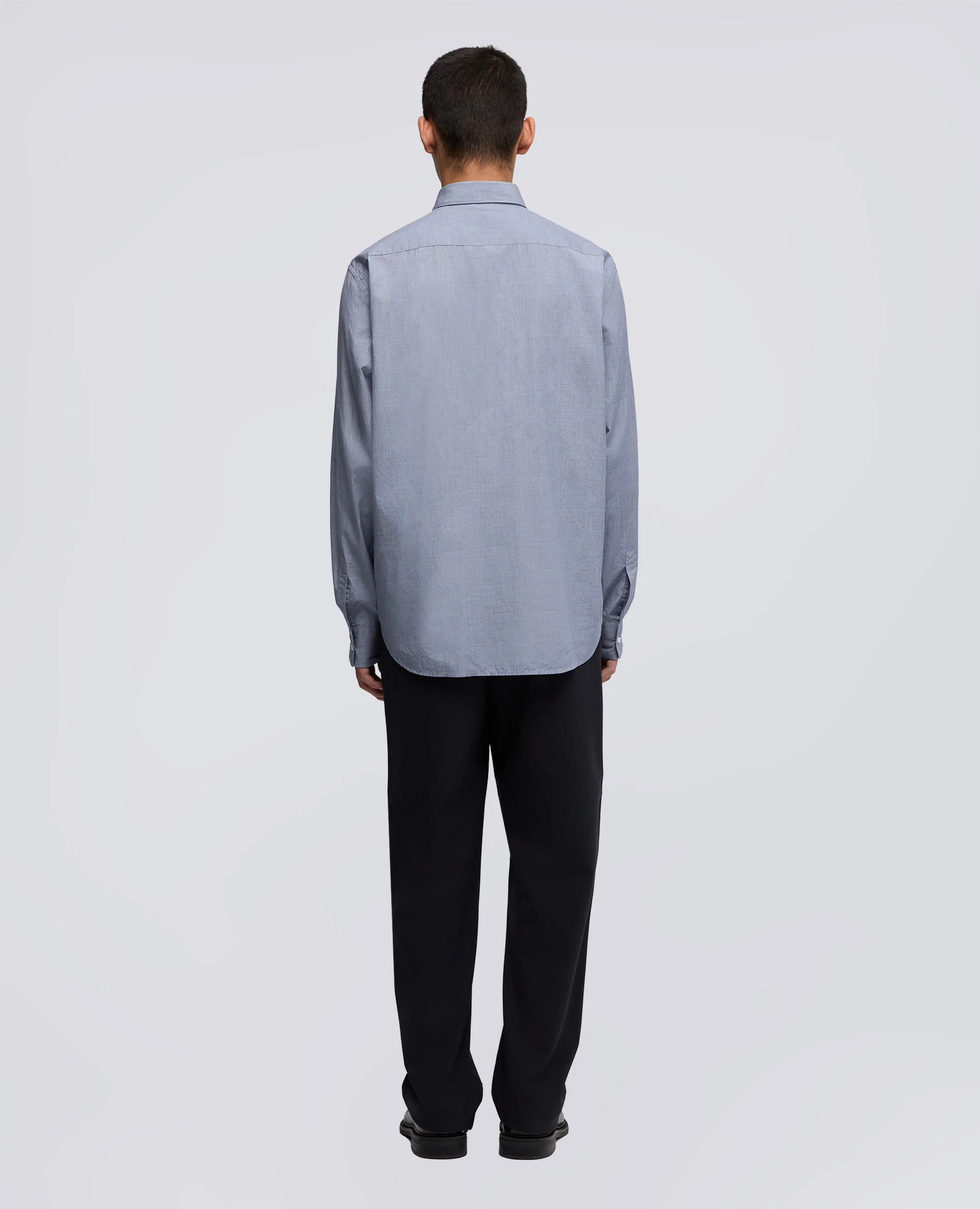 CAMICIA CLASSICA IN COTONE CON TASCHINO - BLU INDACO - Image 3