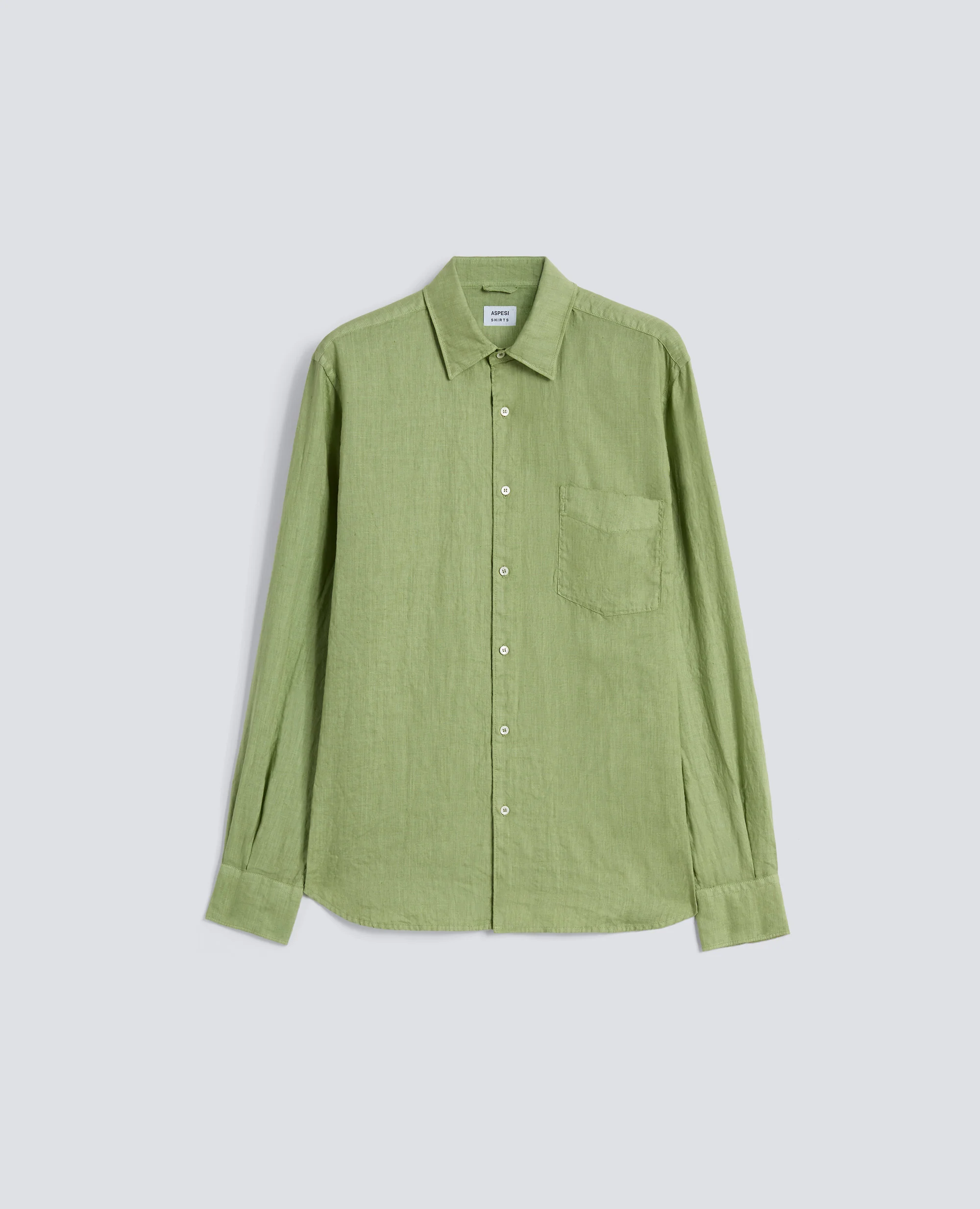 CAMICIA IN LINO LEGGERO CON TASCHINO - PISTACCHIO