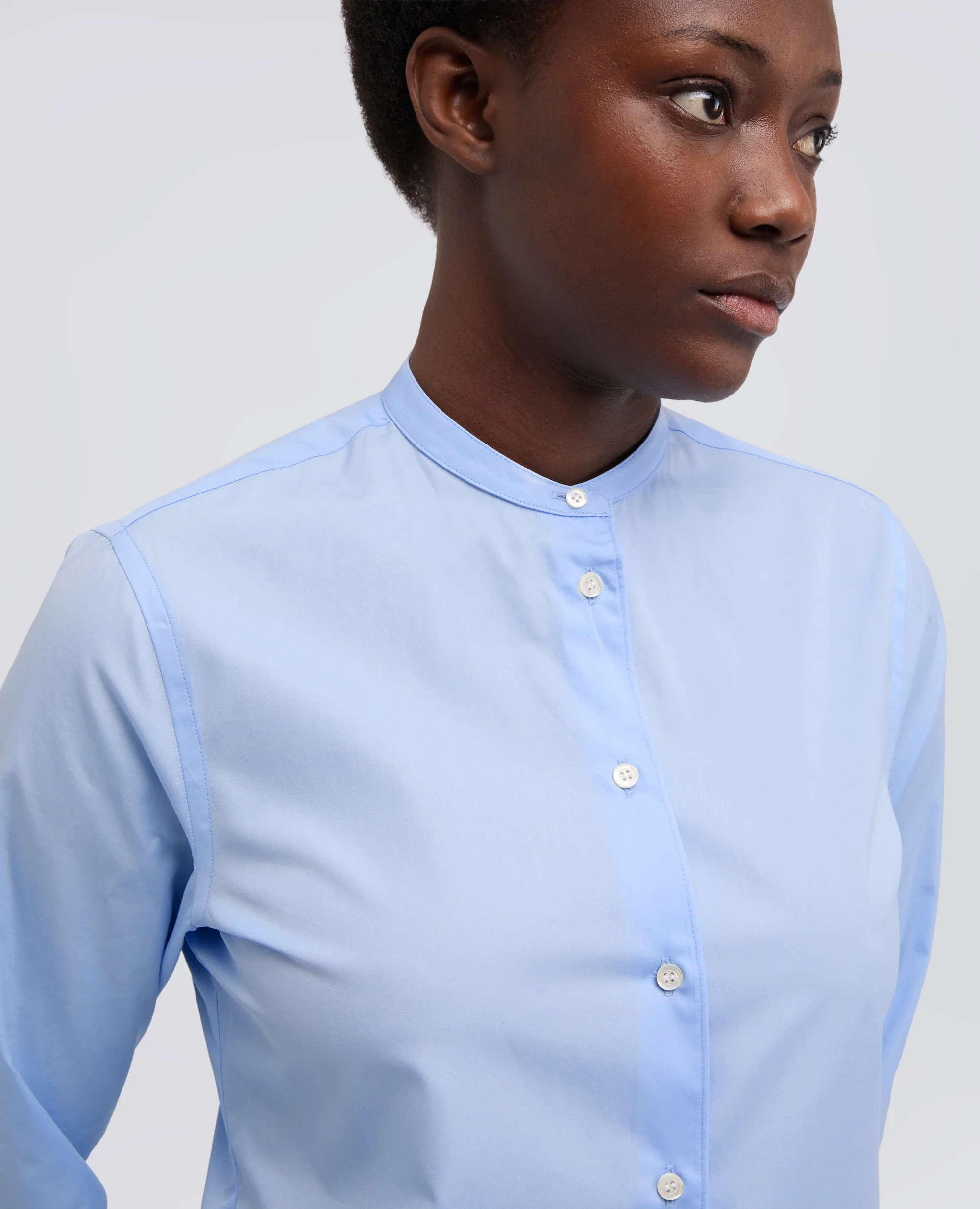 CAMICIA IN POPELINE DI COTONE - AZZURRO - Image 4