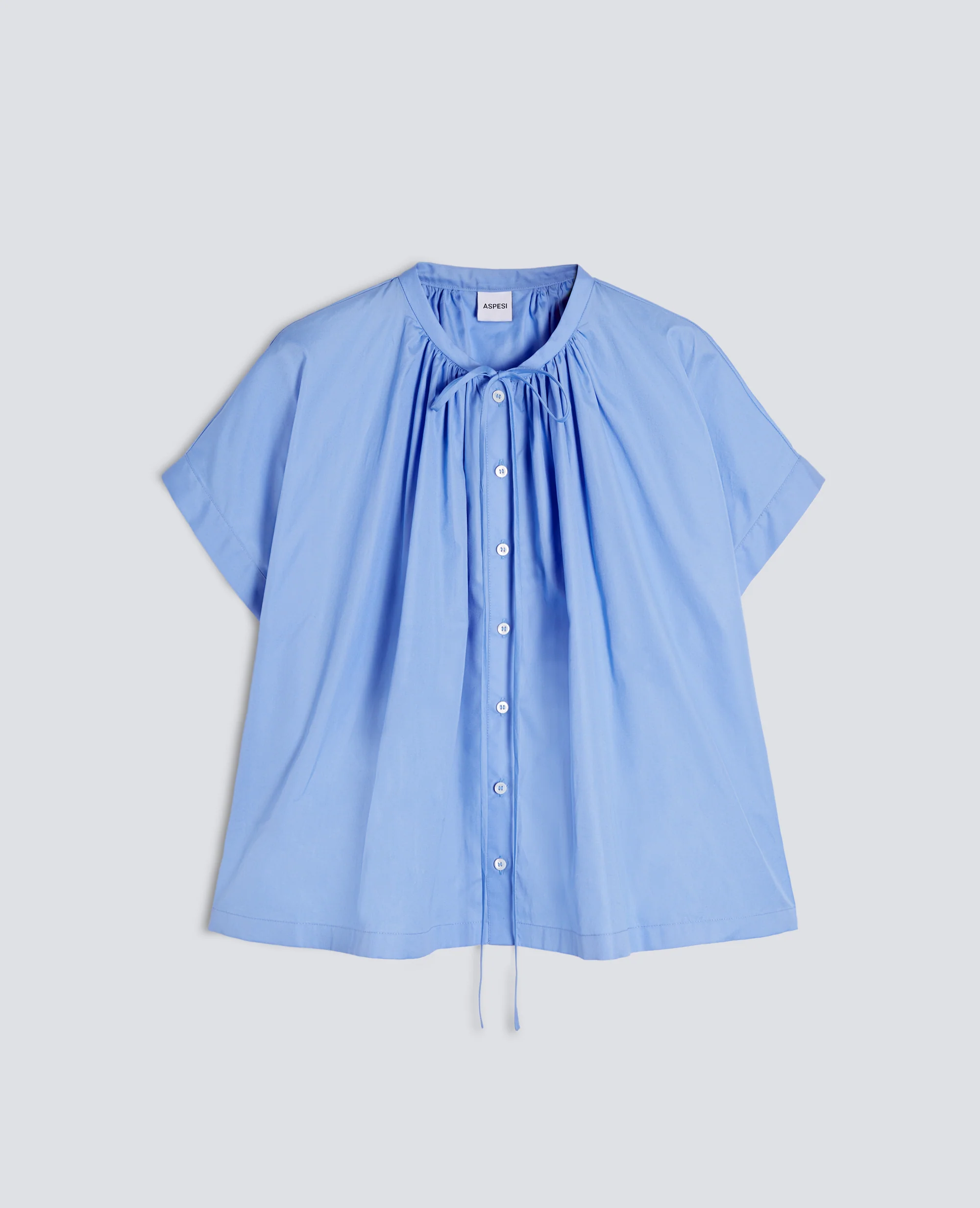 CAMICIA IN POPELINE DI COTONE - AZZURRO