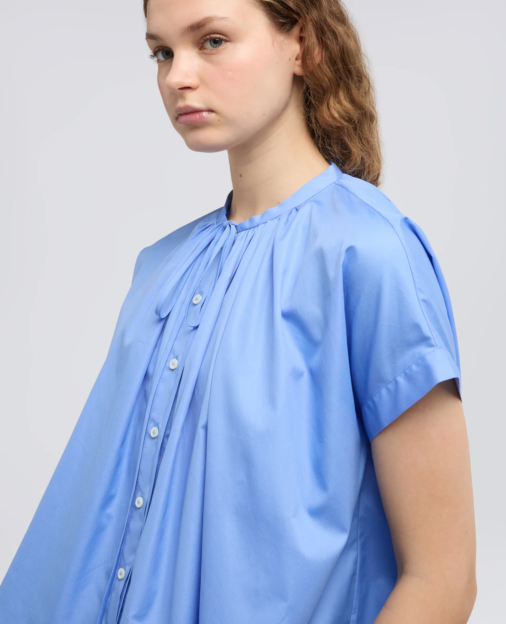 CAMICIA IN POPELINE DI COTONE - AZZURRO - Image 4