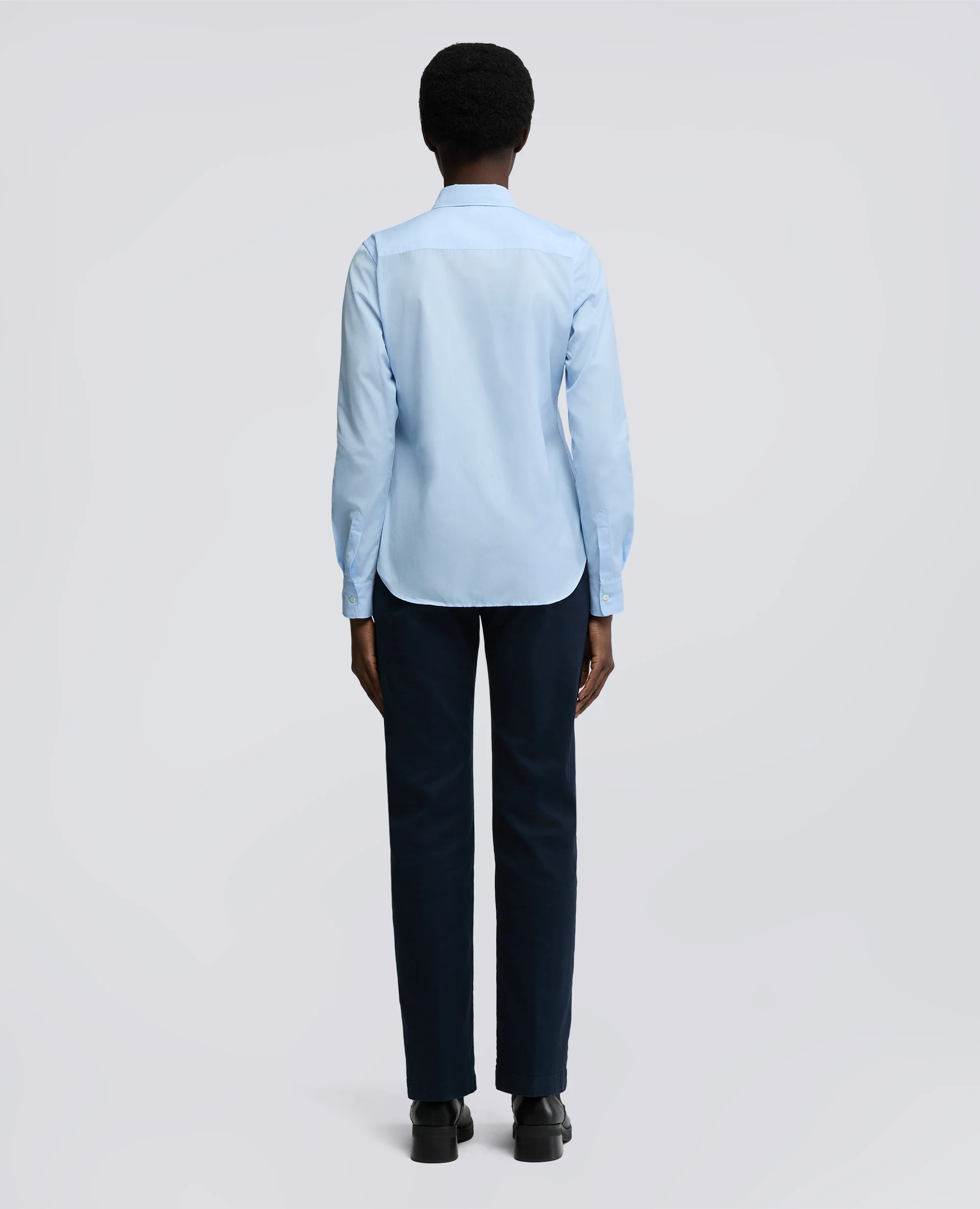 CAMICIA CLASSICA IN POPELINE DI COTONE - AZZURRO - Image 3